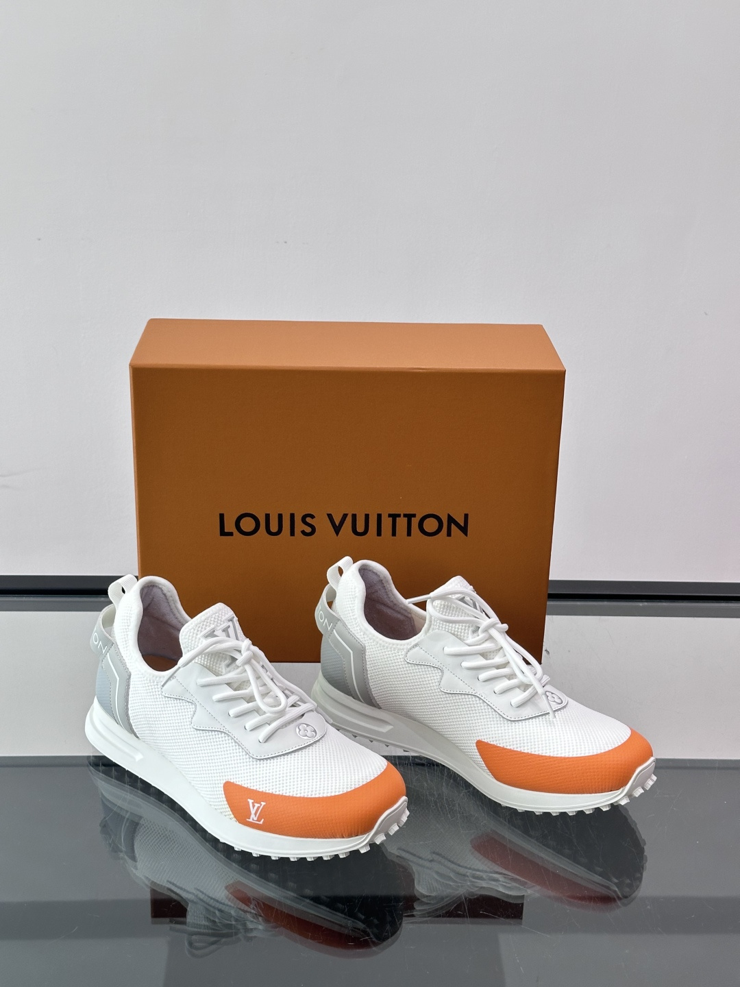 LV White Orange Mesh Sneakers