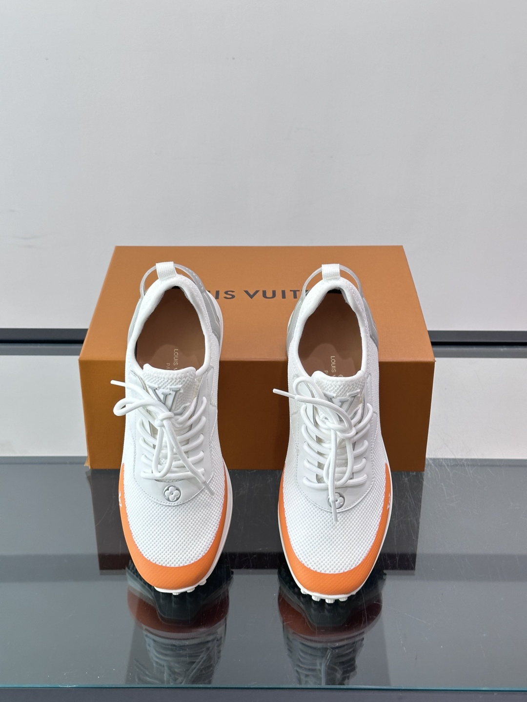 LV White Orange Mesh Sneakers