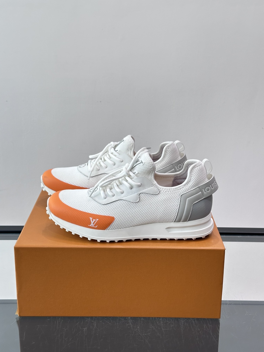 LV White Orange Mesh Sneakers