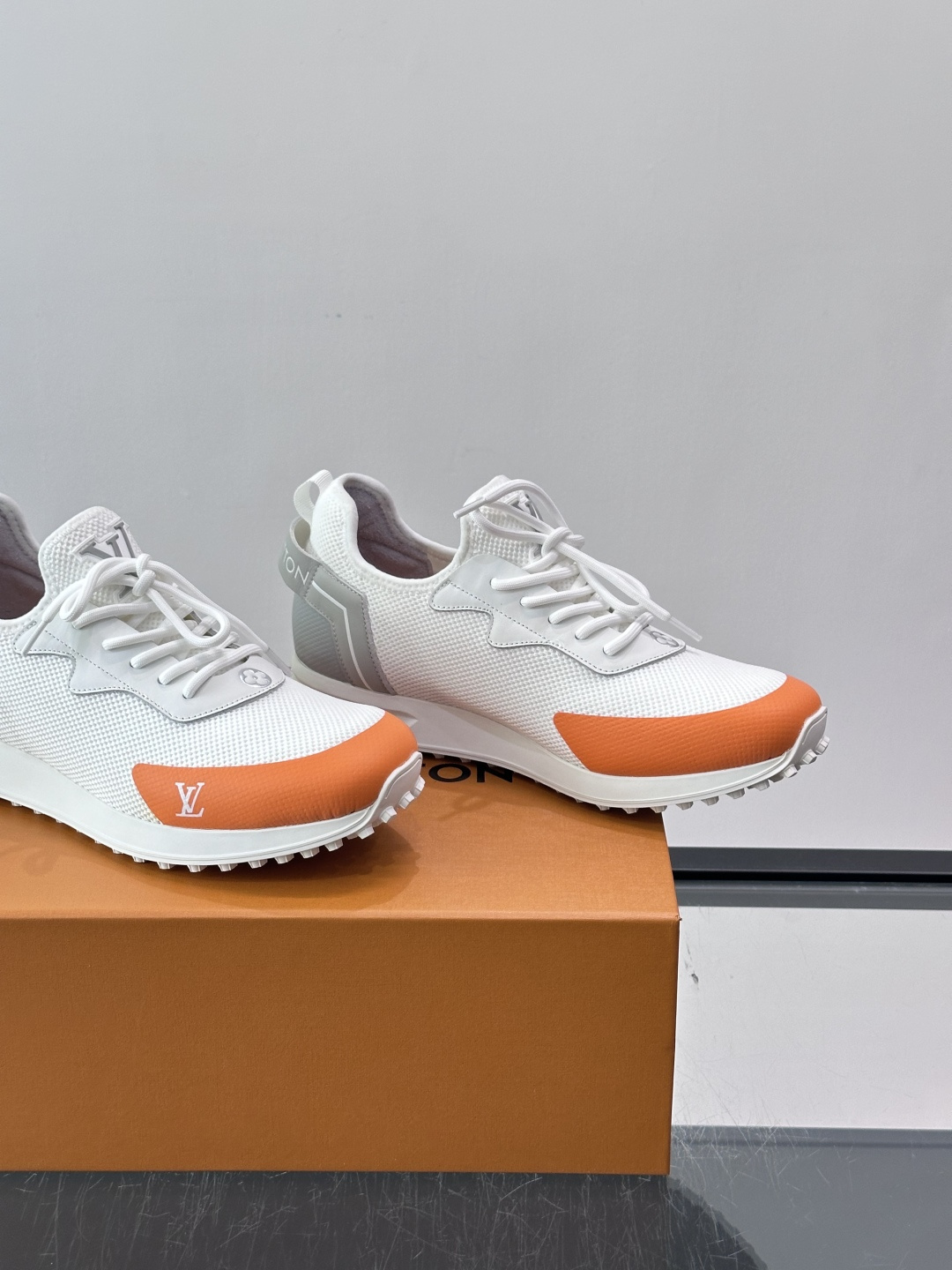 LV White Orange Mesh Sneakers