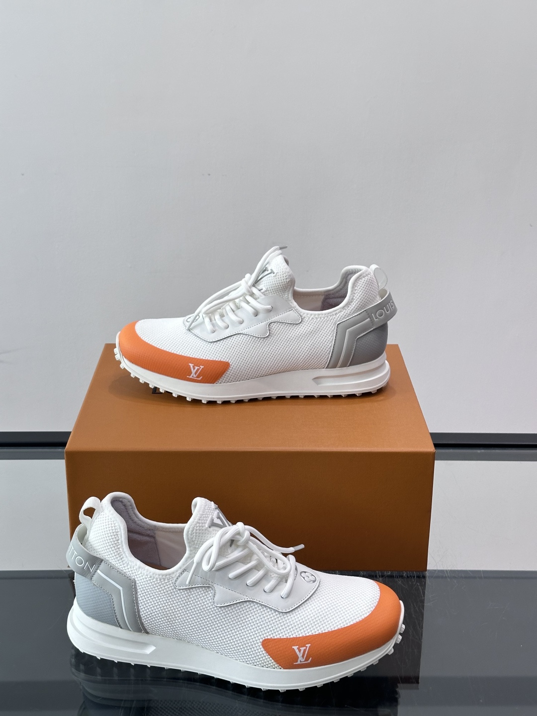 LV White Orange Mesh Sneakers