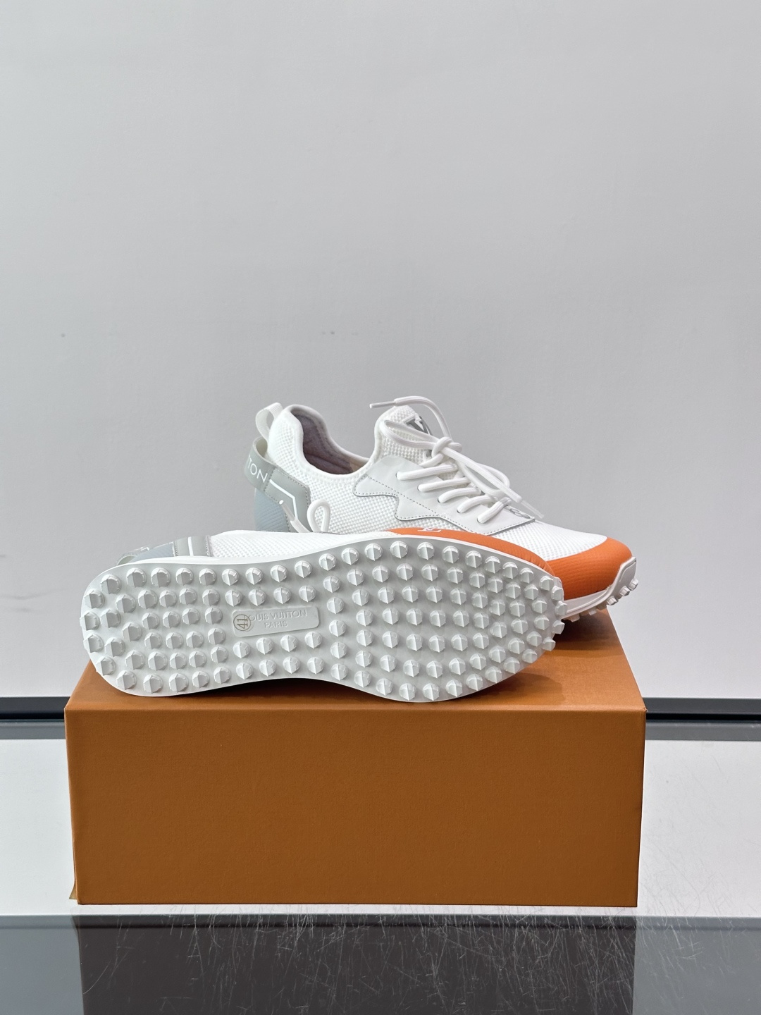 LV White Orange Mesh Sneakers