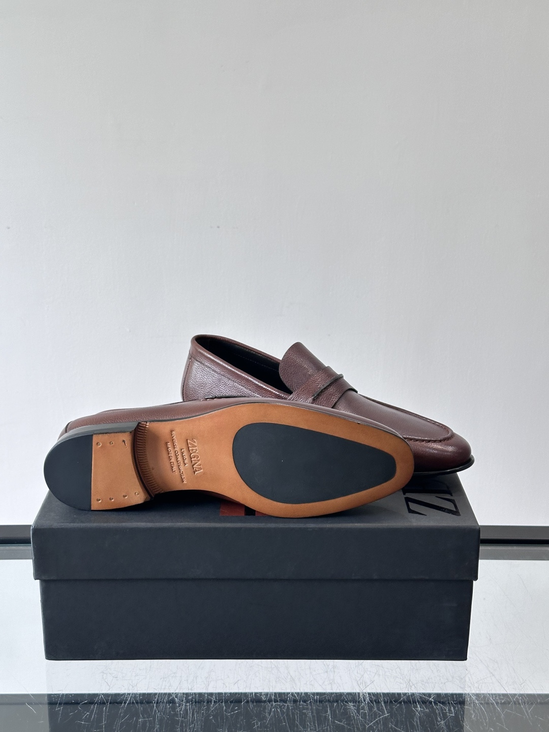 Zegna Brown Leather Penny Loafers