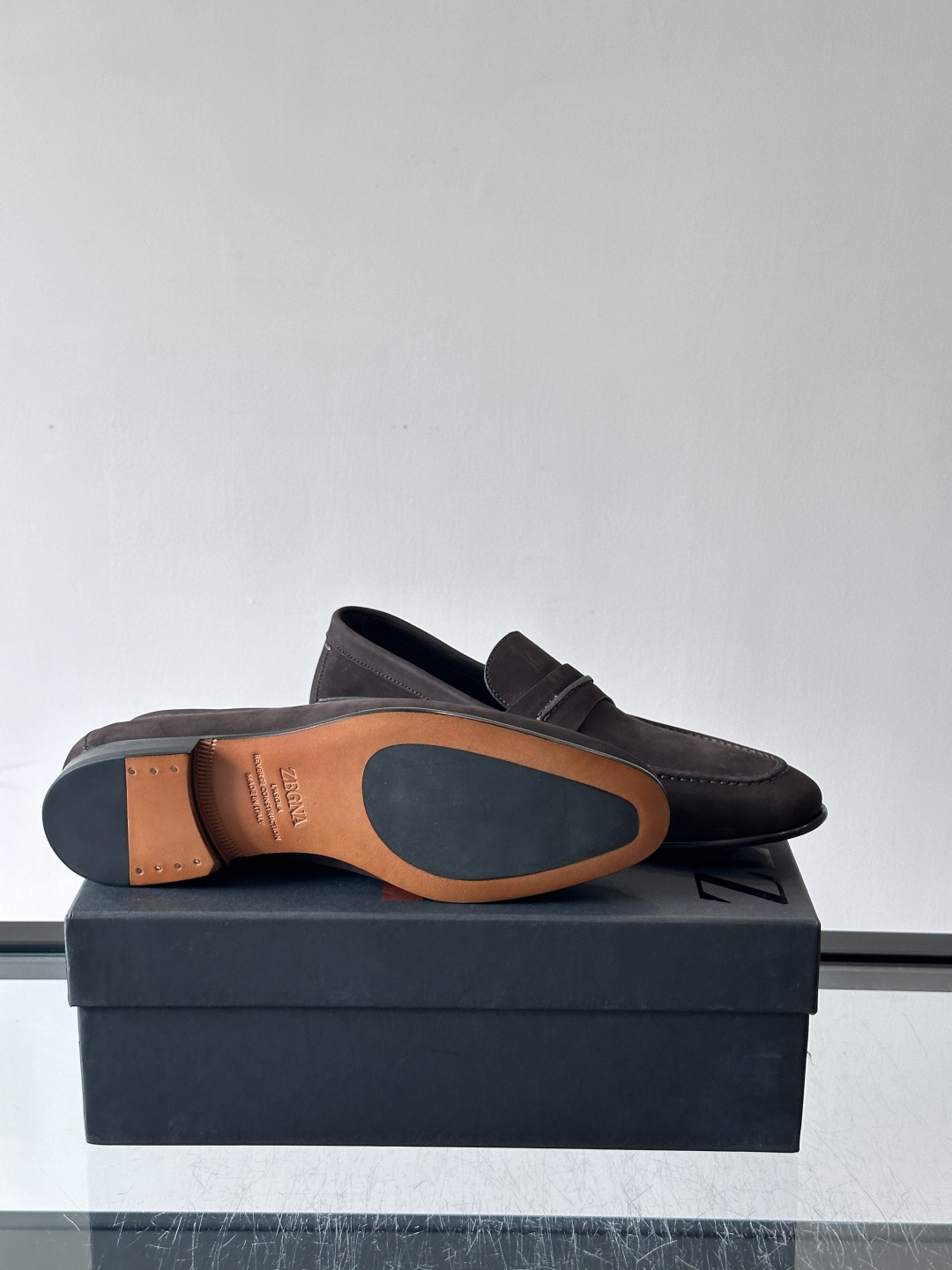 Zegna Brown Suede Penny Loafers