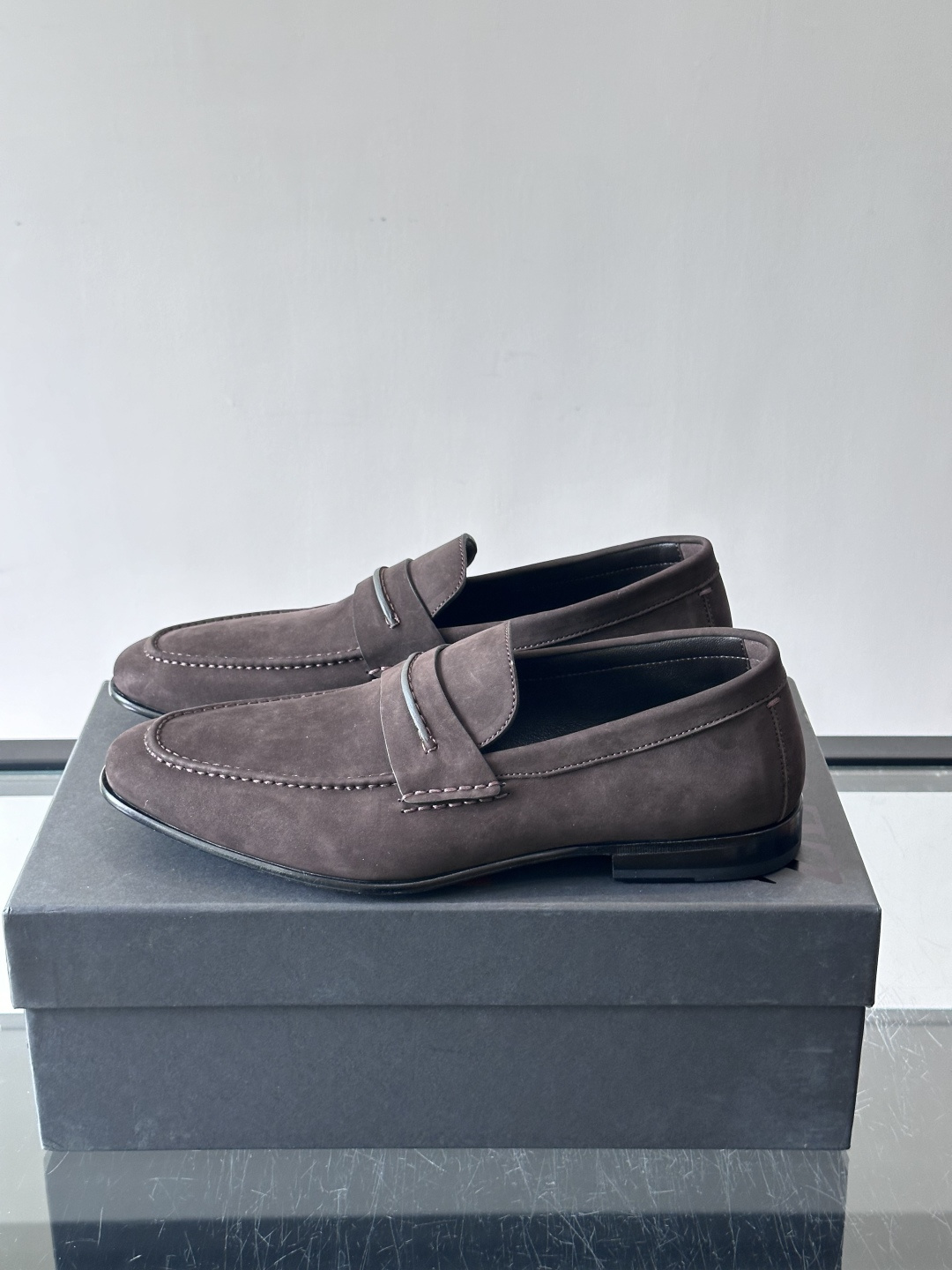 Zegna Brown Suede Penny Loafers