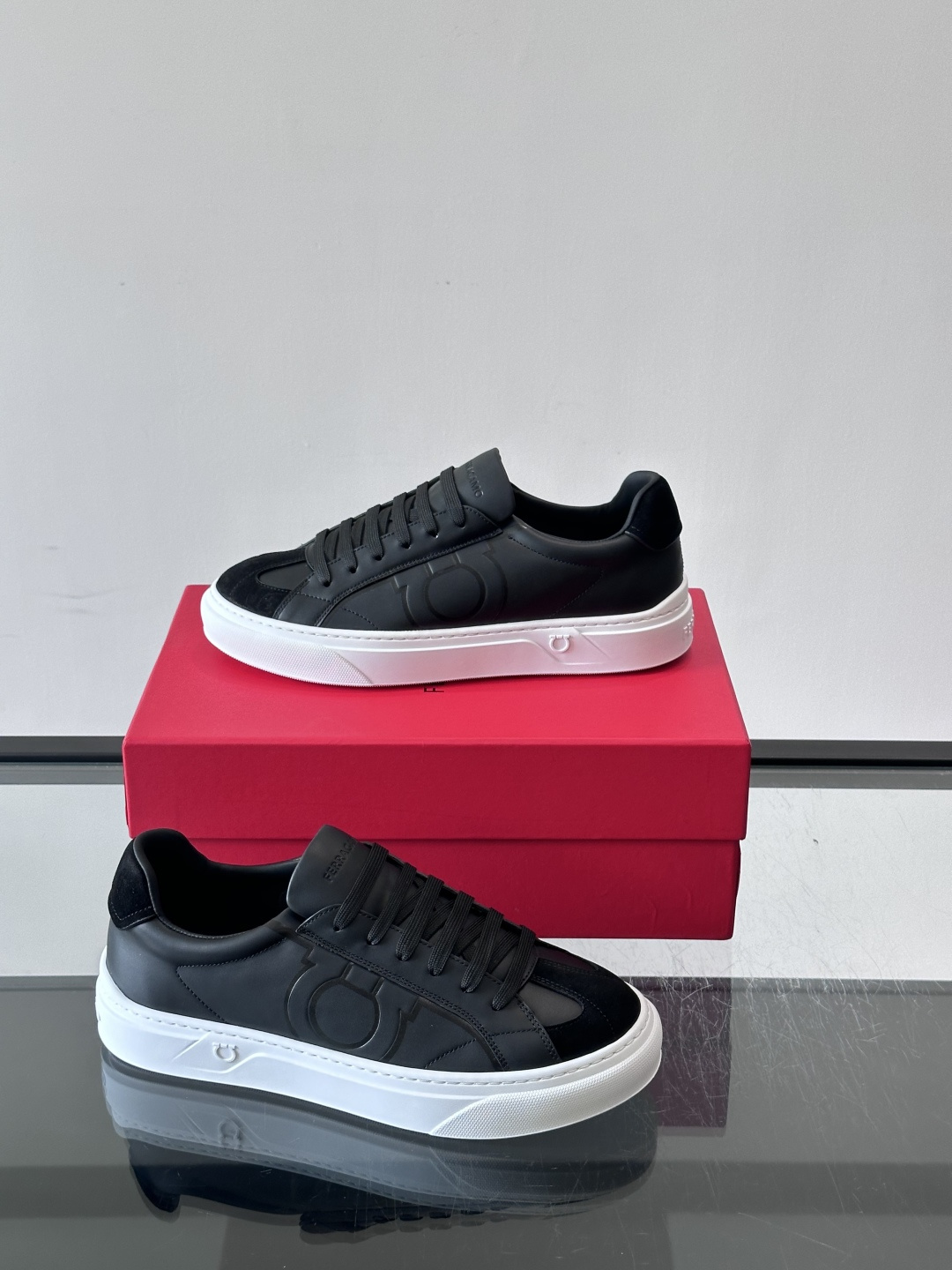 Ferragamo Black Gancini Sneakers