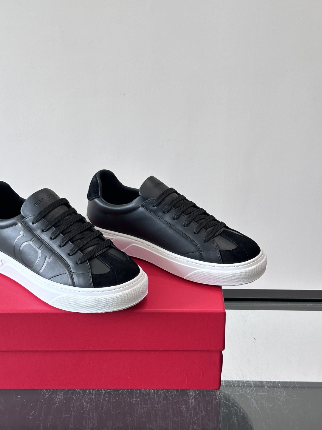 Ferragamo Black Gancini Sneakers