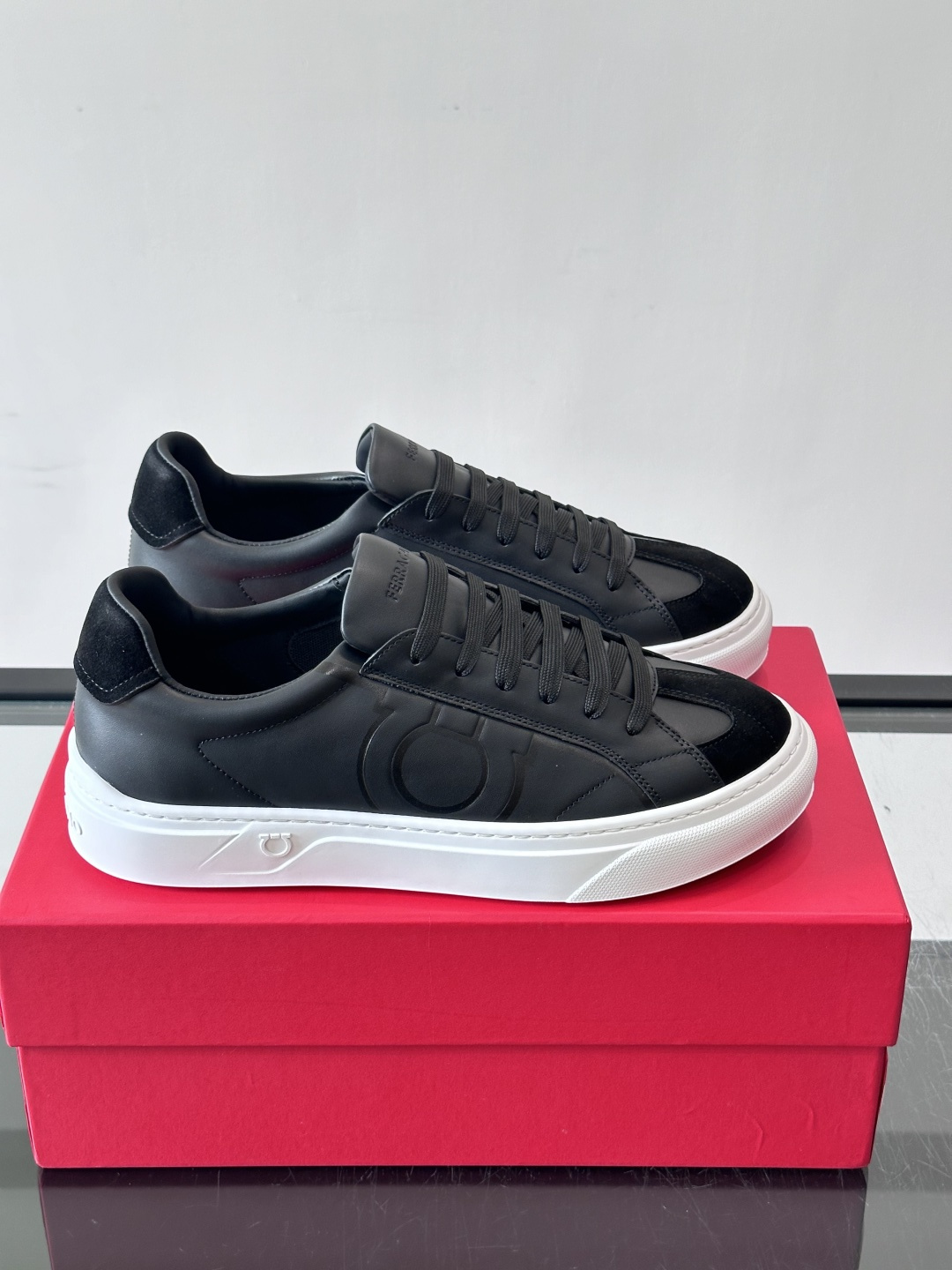 Ferragamo Black Gancini Sneakers