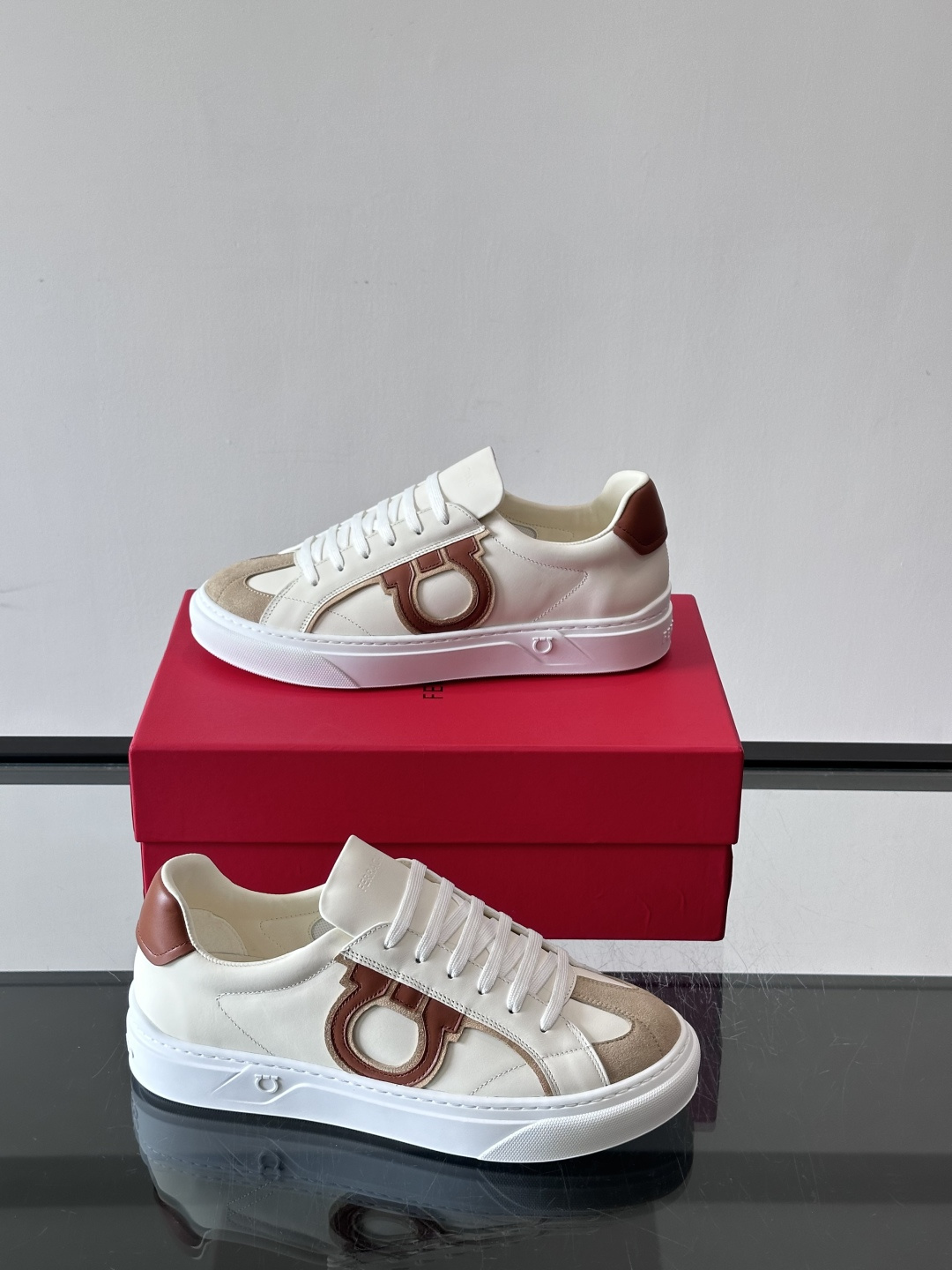 Ferragamo Gancini Leather Sneakers