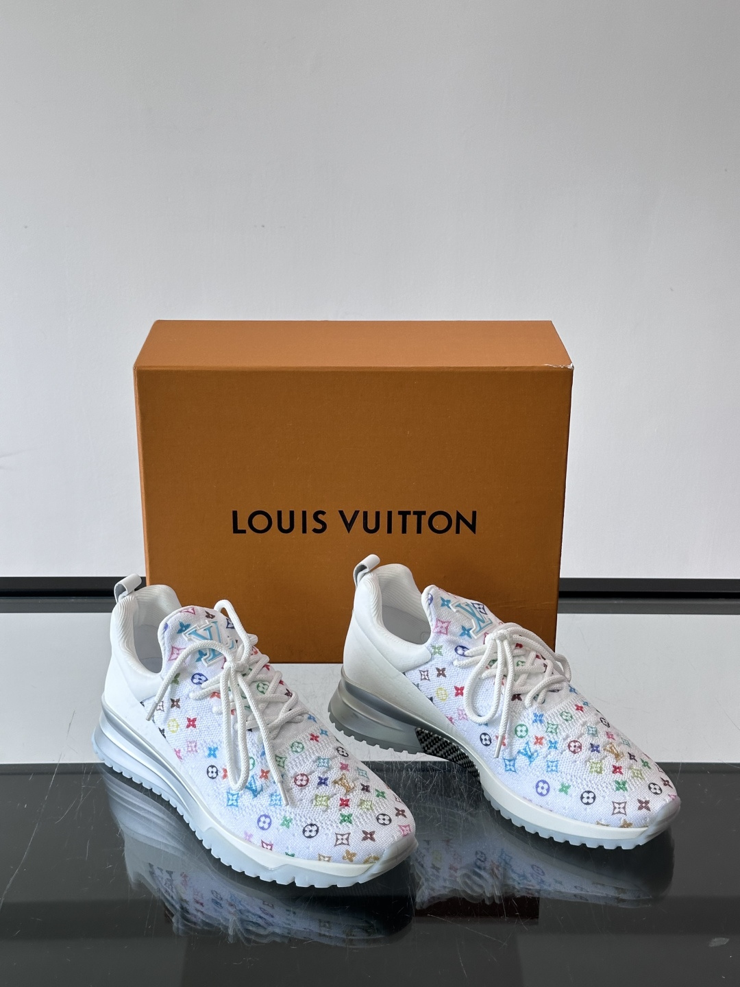 LV White Colorful Monogram Knit Sneakers