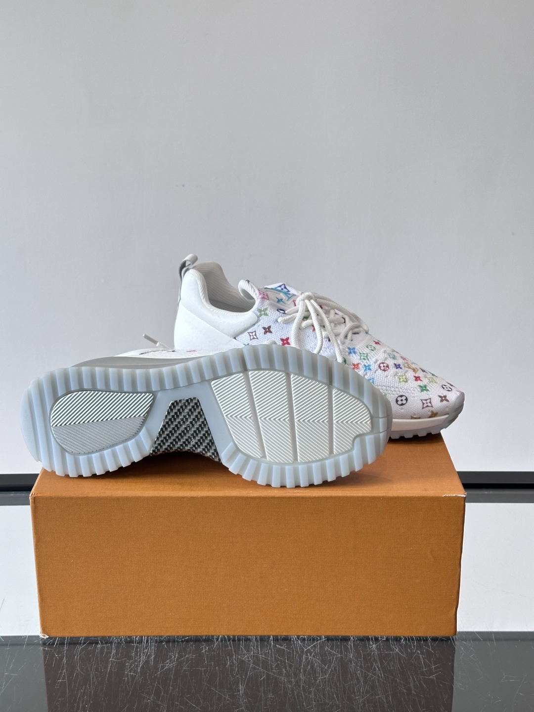 LV White Colorful Monogram Knit Sneakers