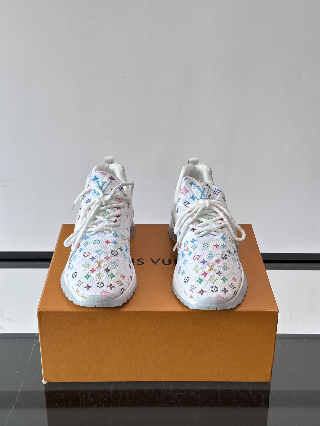 LV White Colorful Monogram Knit Sneakers