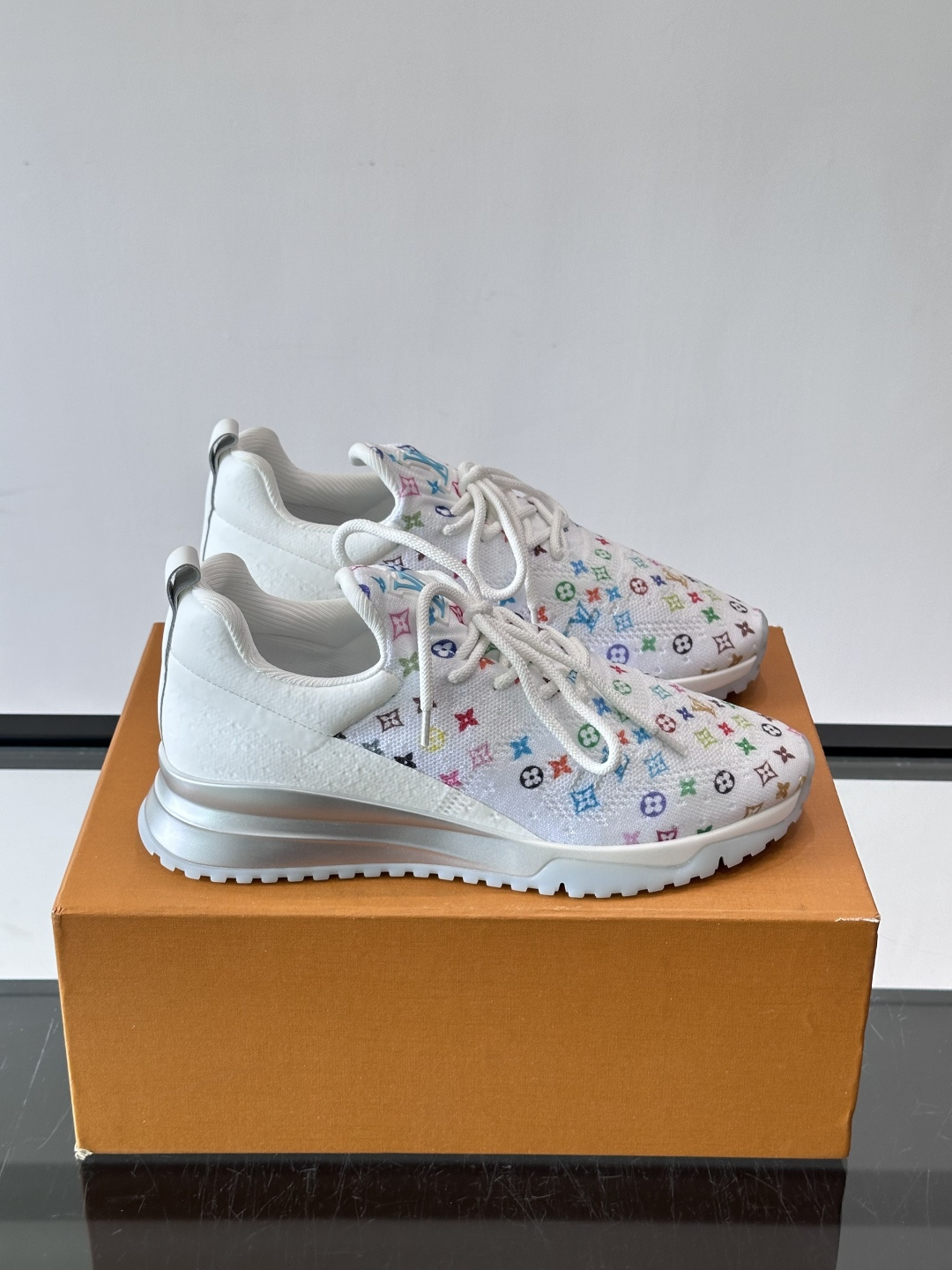 LV White Colorful Monogram Knit Sneakers