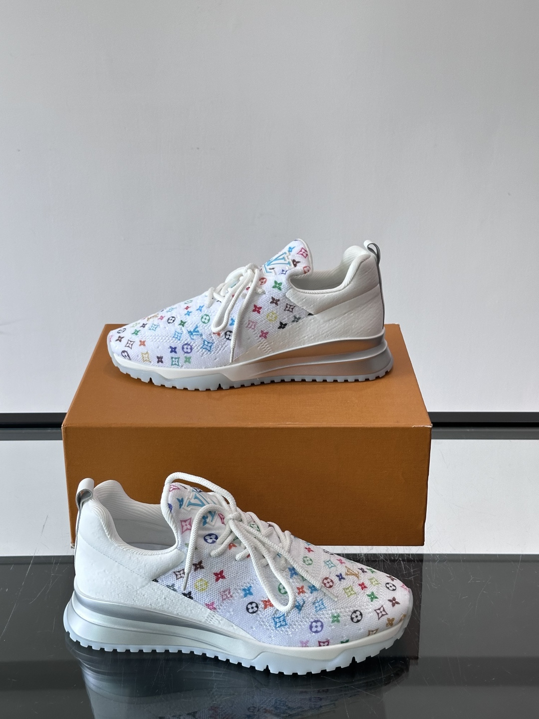 LV White Colorful Monogram Knit Sneakers