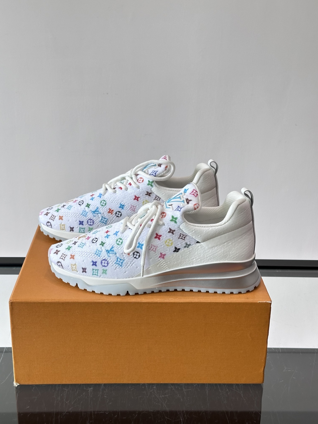 LV White Colorful Monogram Knit Sneakers