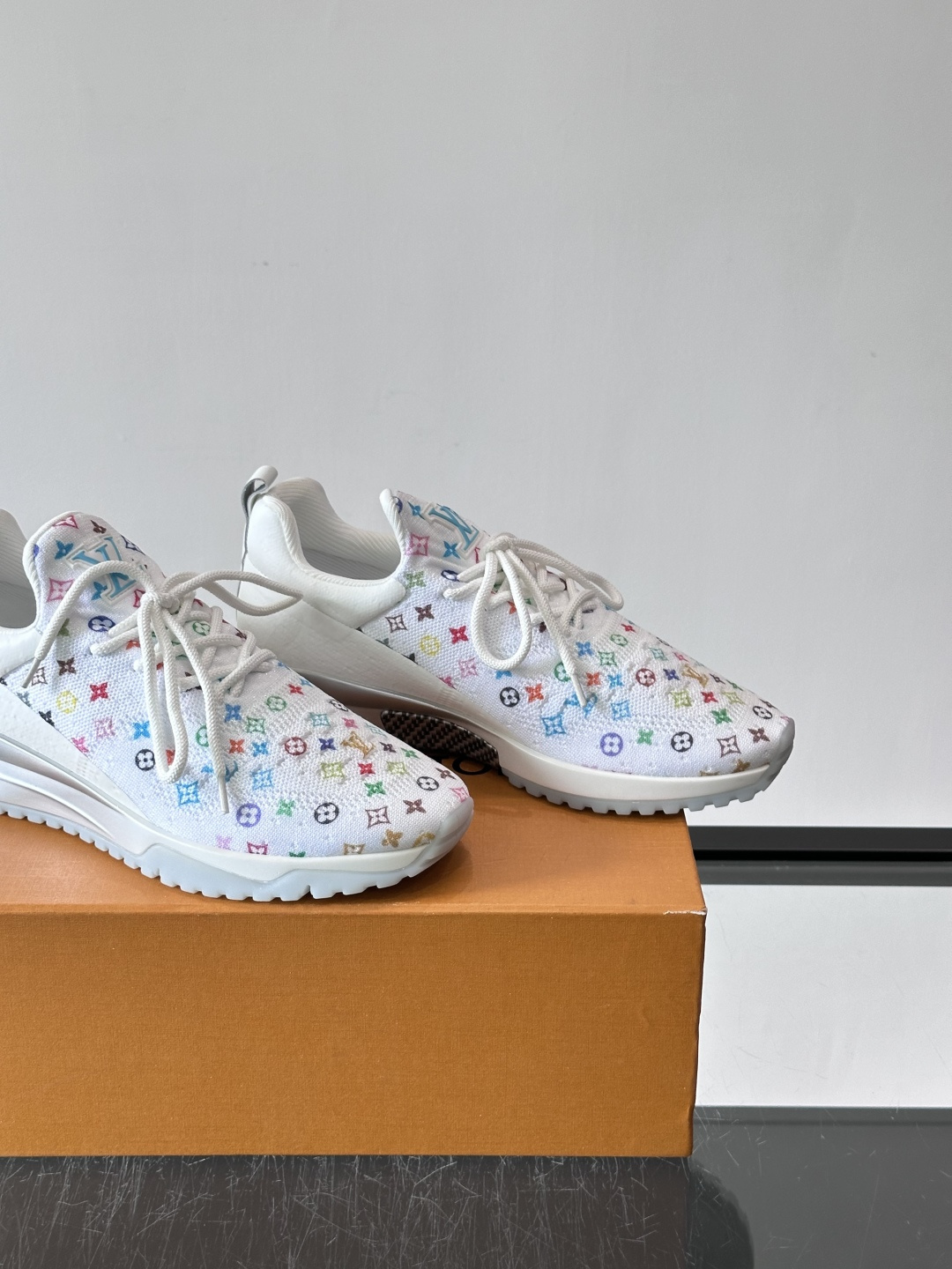 LV White Colorful Monogram Knit Sneakers