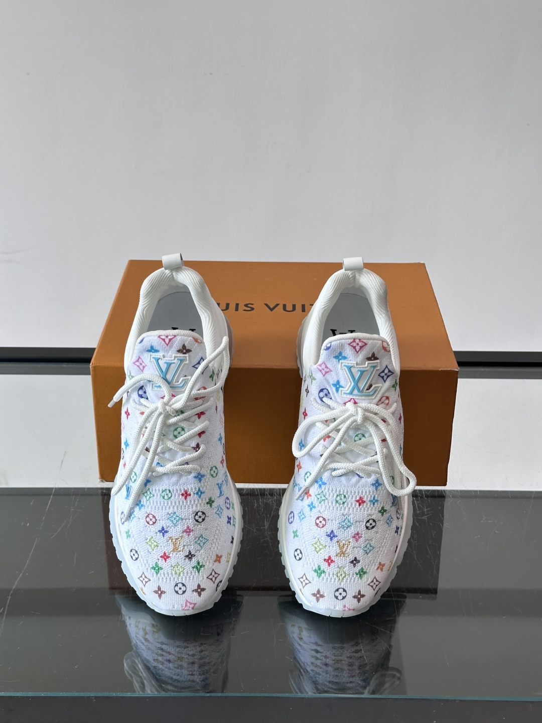 LV White Colorful Monogram Knit Sneakers