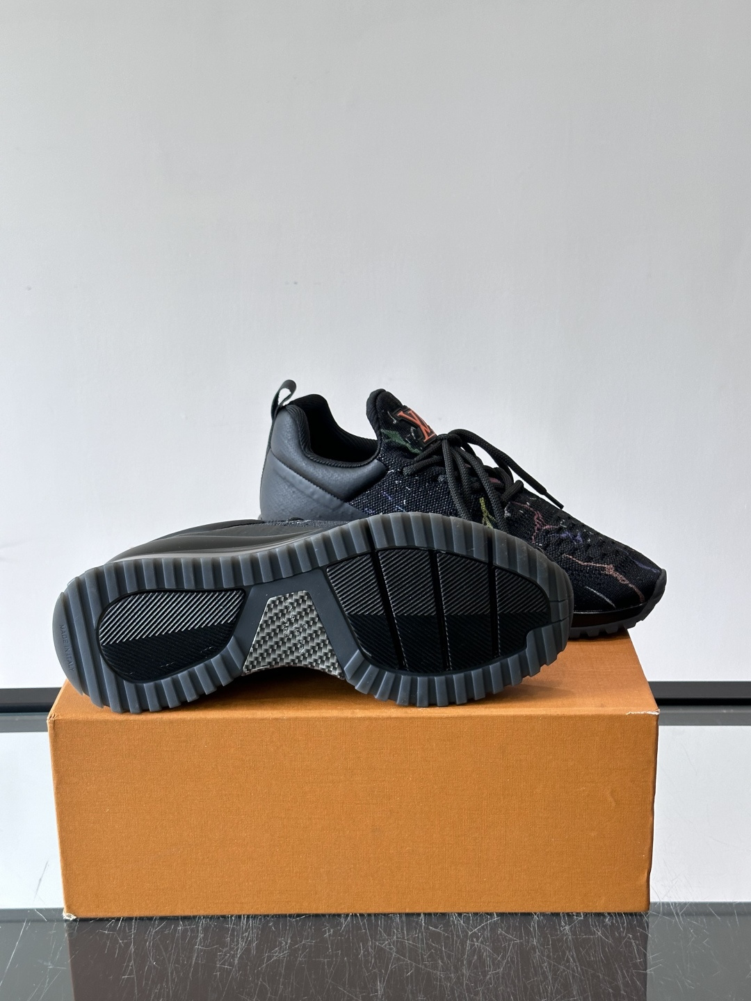 LV Black Knit Printed Sneakers