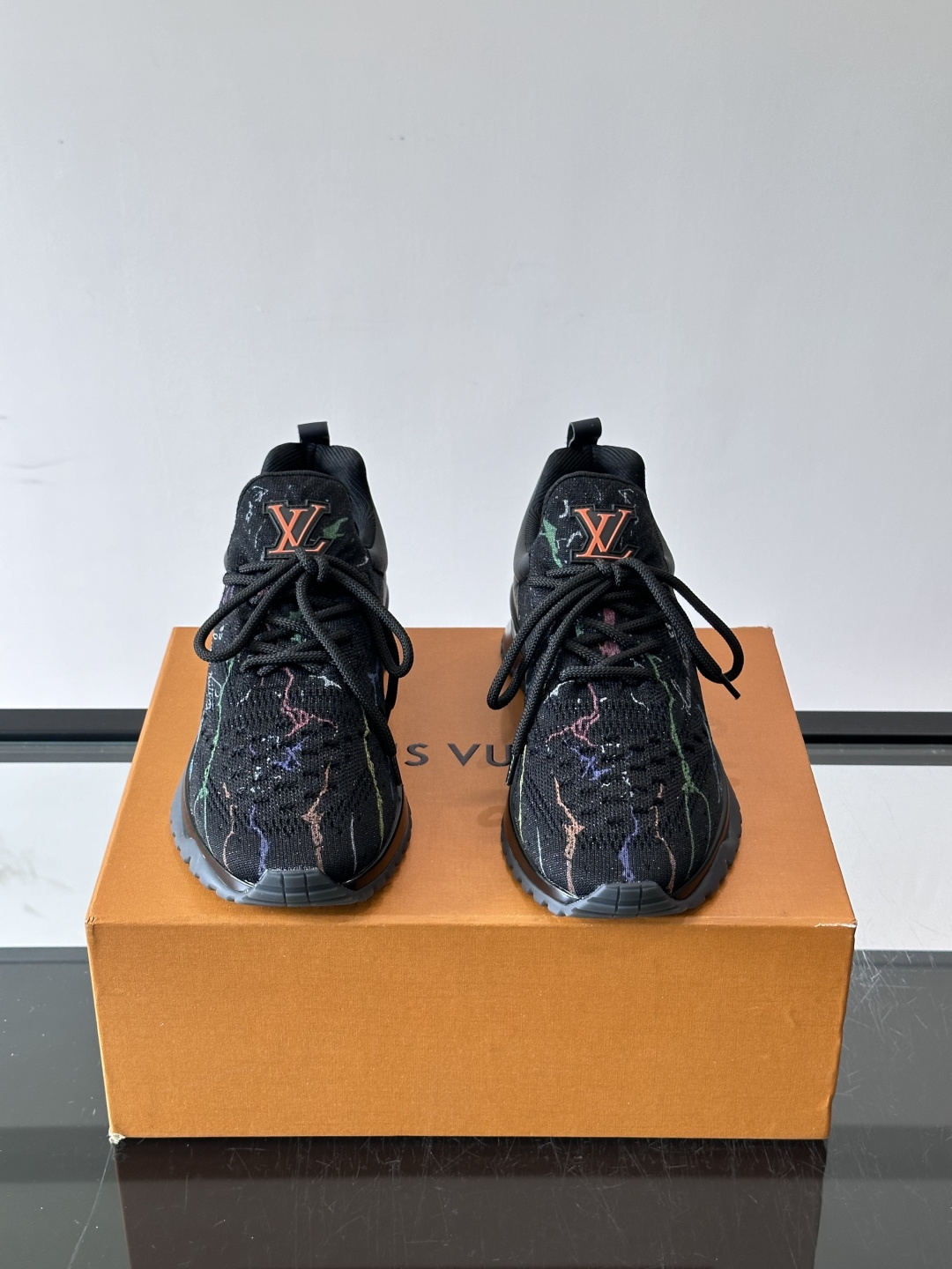 LV Black Knit Printed Sneakers