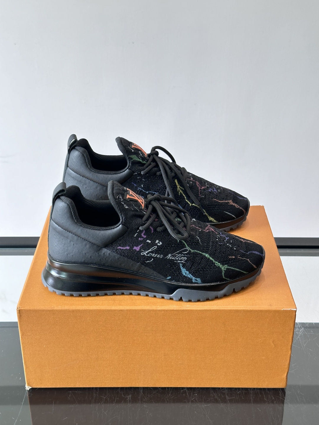 LV Black Knit Printed Sneakers