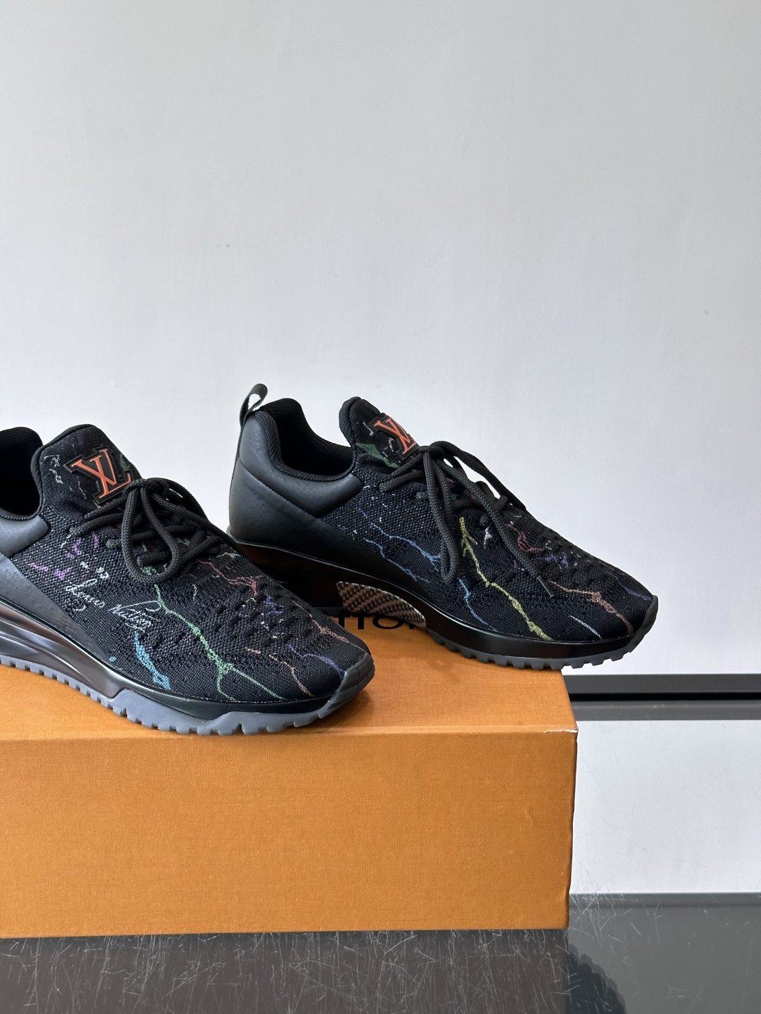 LV Black Knit Printed Sneakers