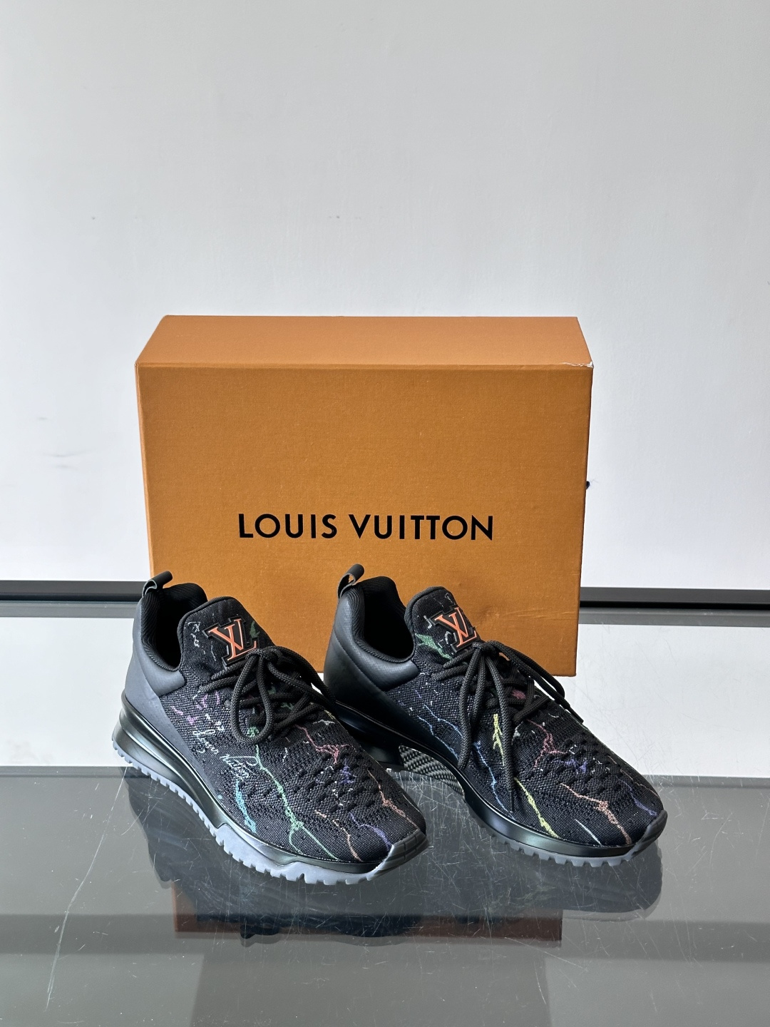LV Black Knit Printed Sneakers