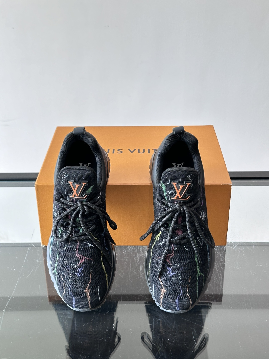 LV Black Knit Printed Sneakers