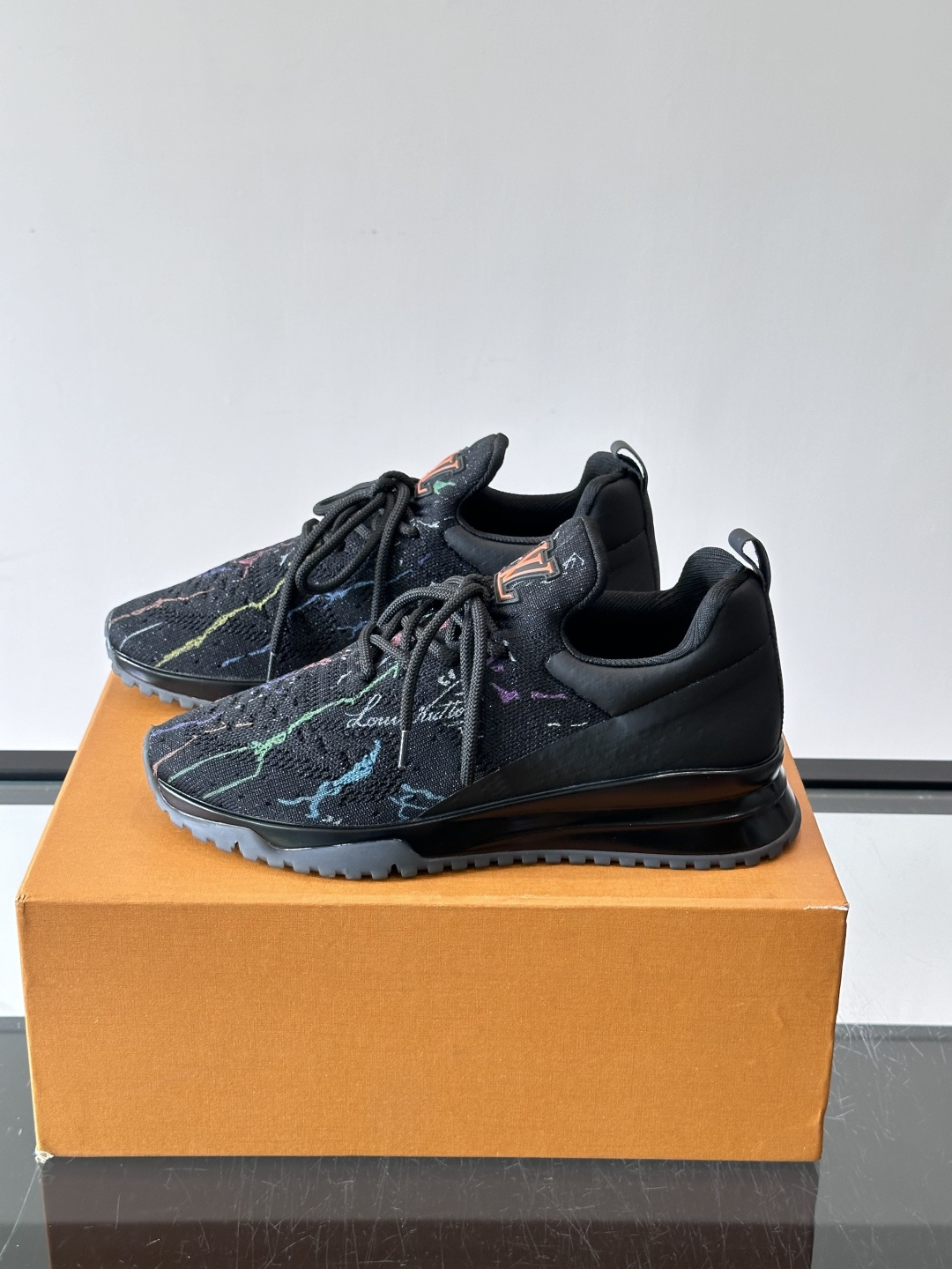 LV Black Knit Printed Sneakers