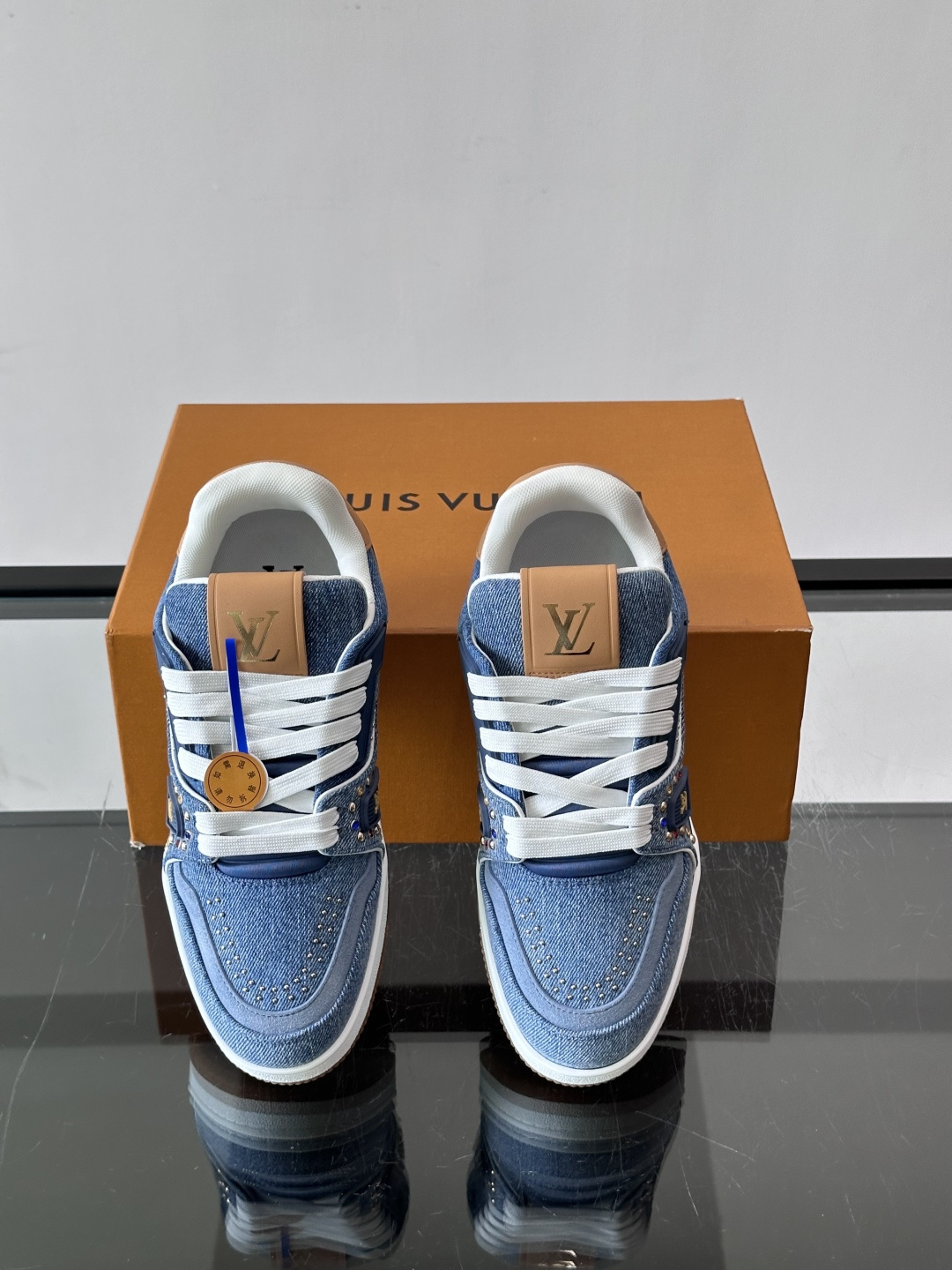 LV Trainer Blue Denim Sneakers