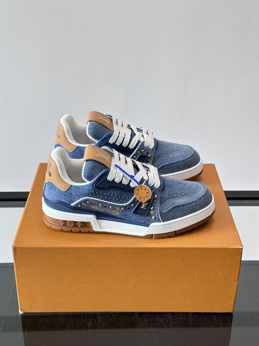 LV Trainer Blue Denim Sneakers