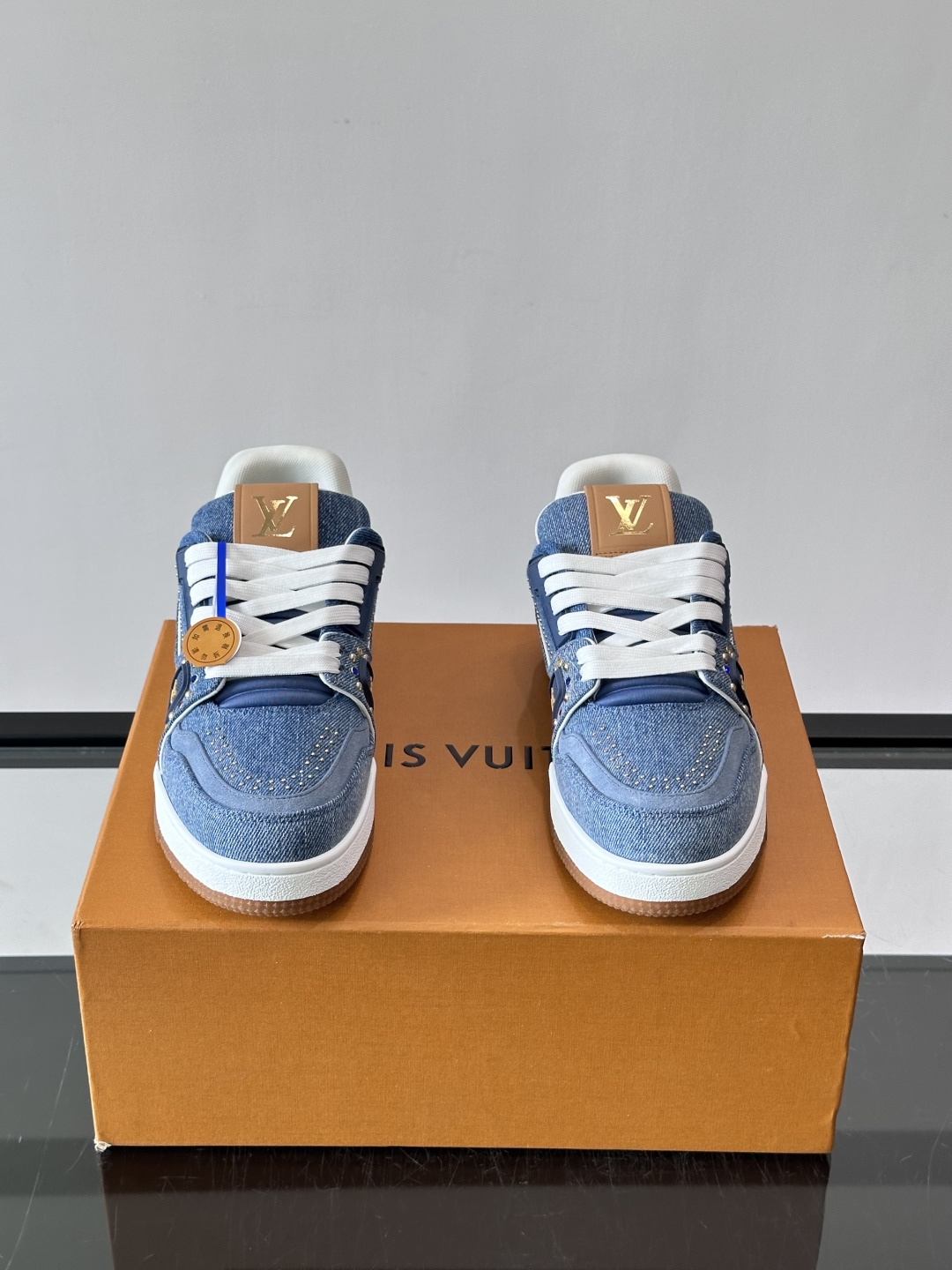 LV Trainer Blue Denim Sneakers