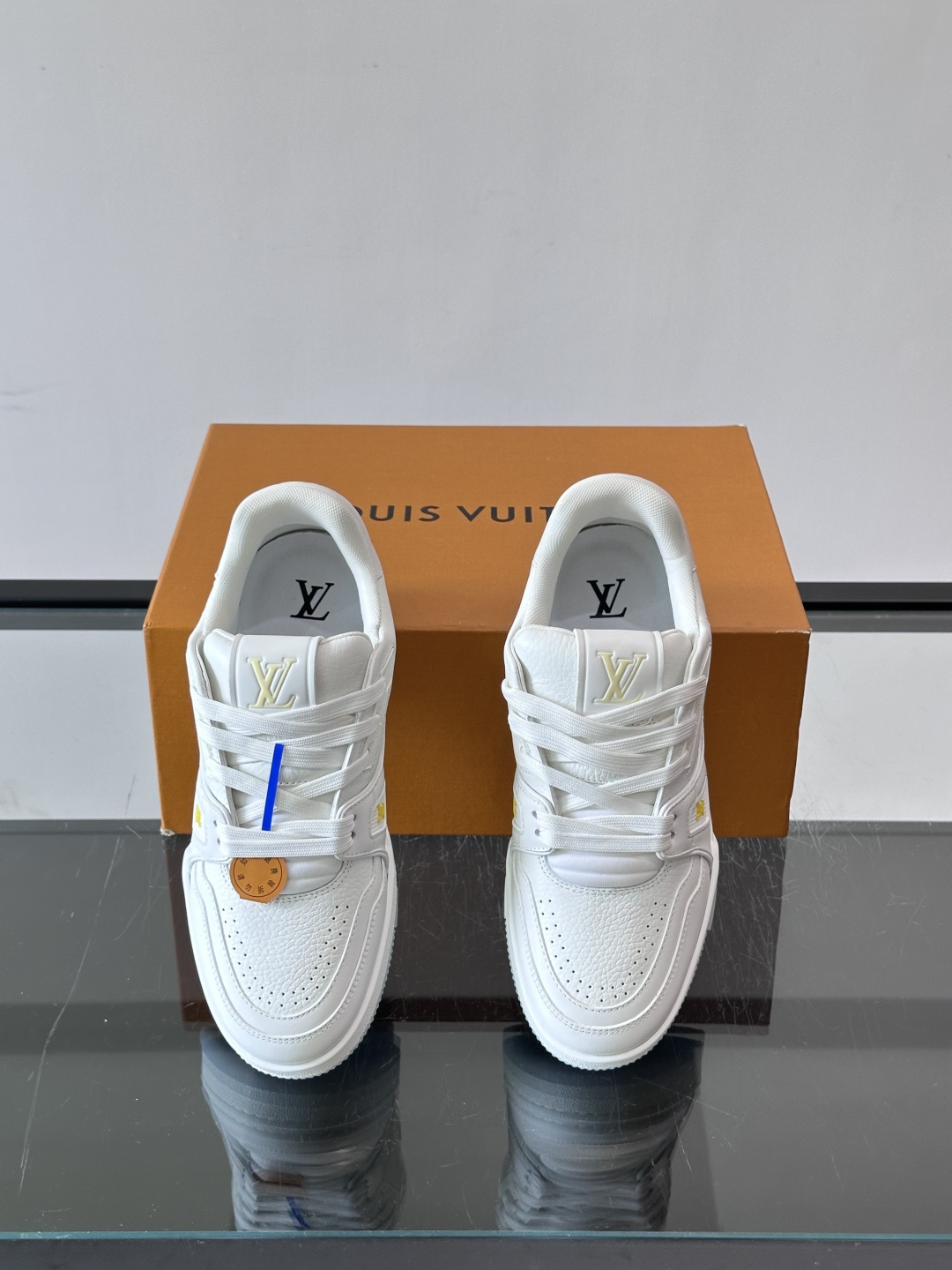 LV Trainer White Floral Sneakers