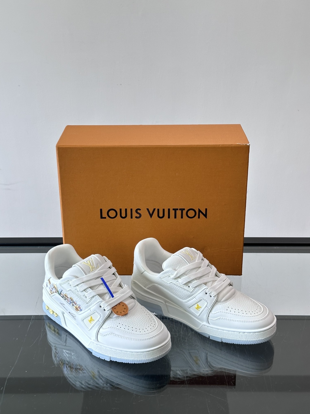 LV Trainer White Floral Sneakers