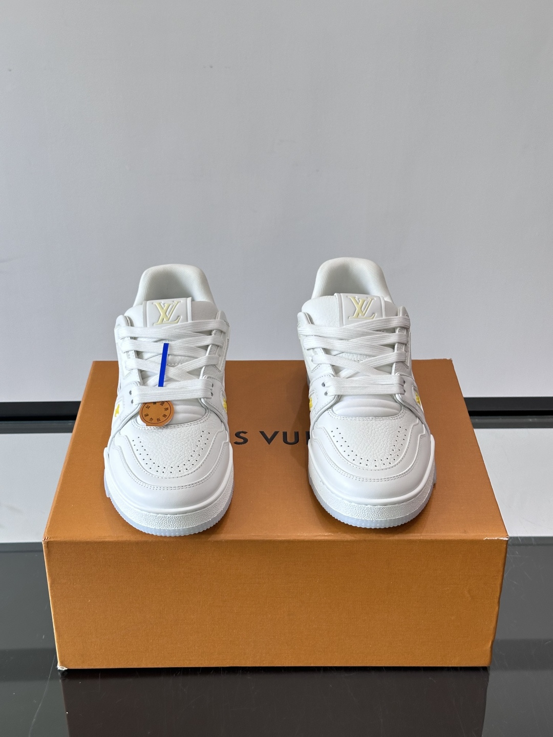 LV Trainer White Floral Sneakers