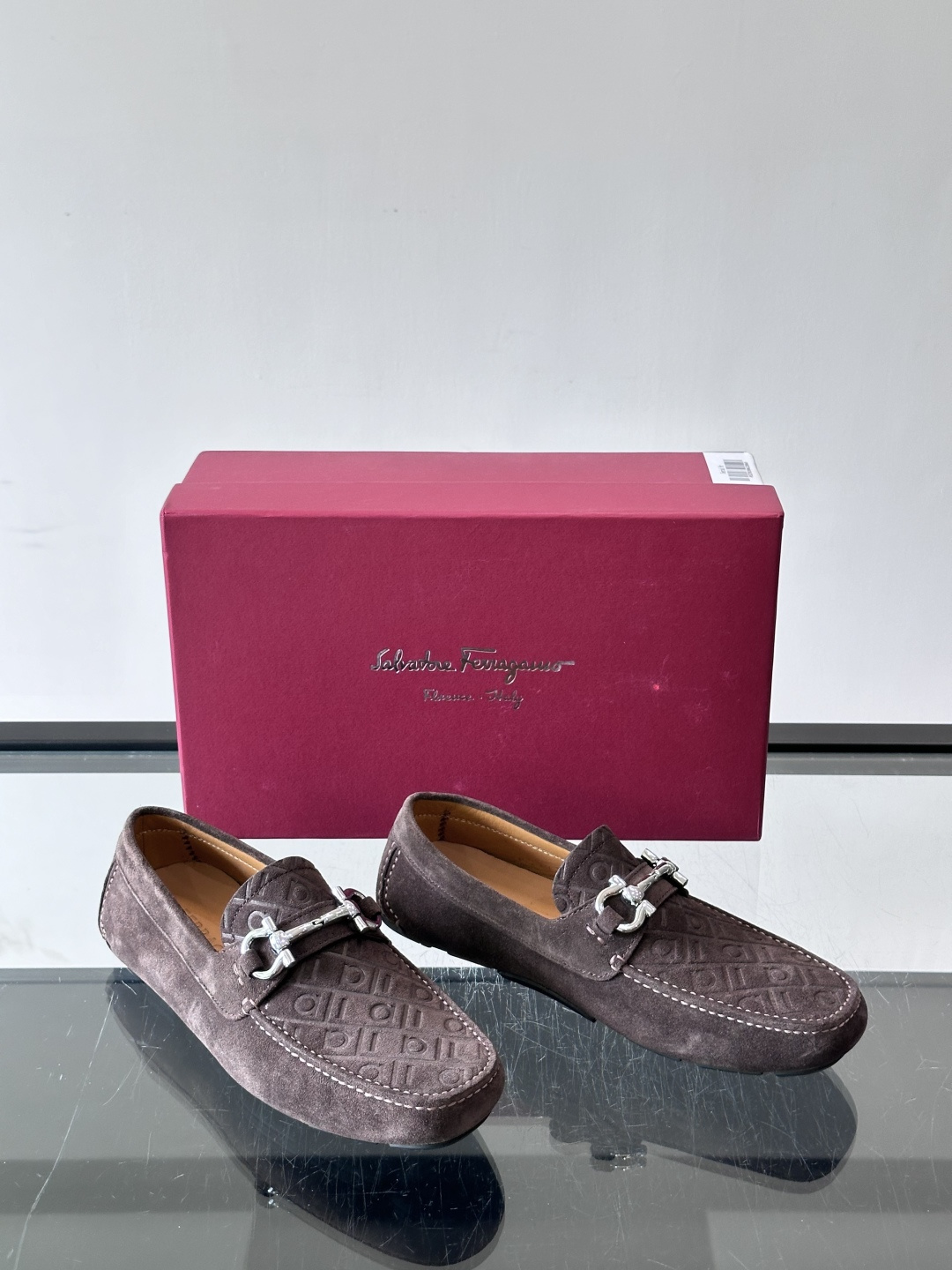 Ferragamo Brown Suede Driving Loafers