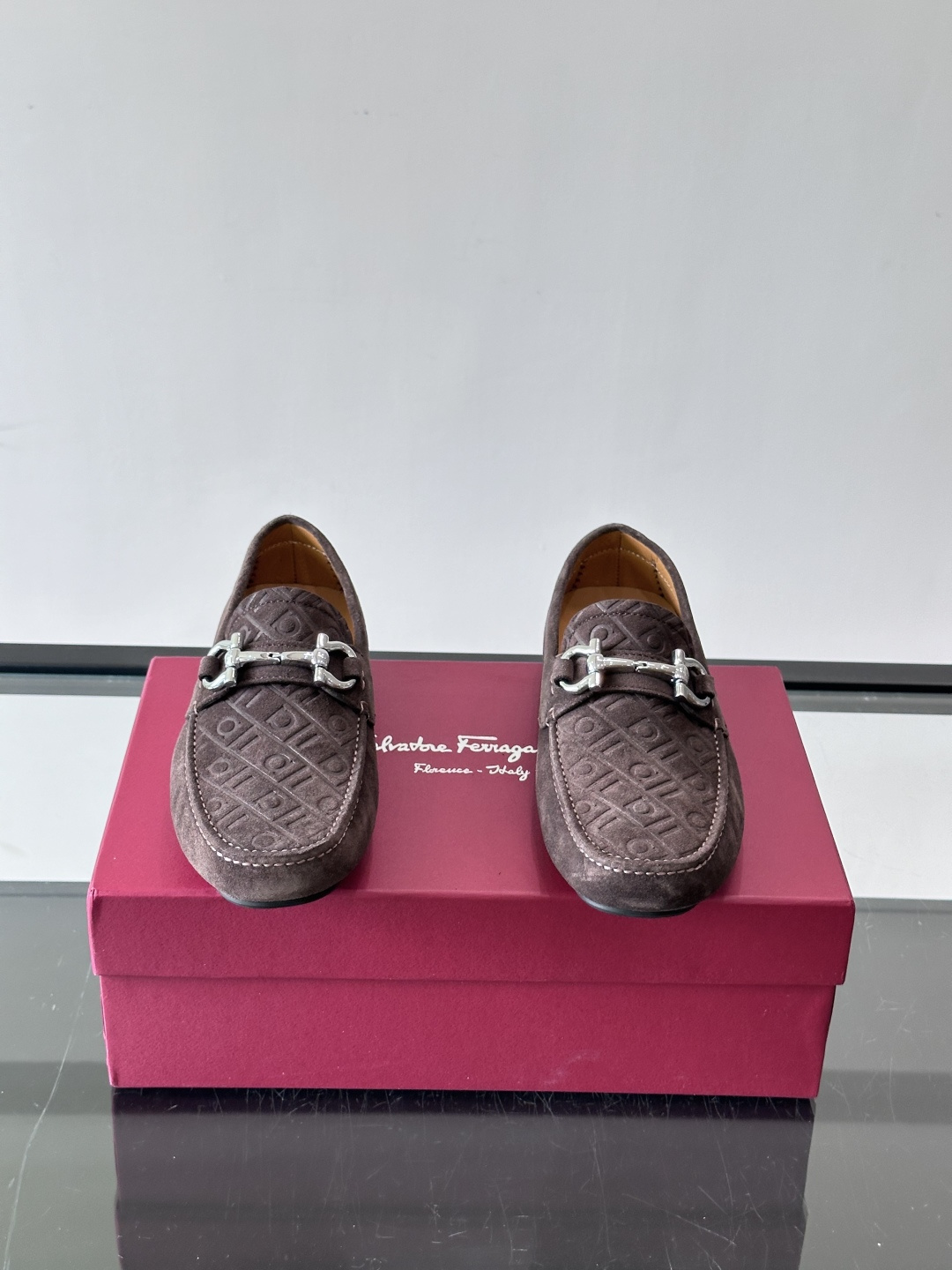 Ferragamo Brown Suede Driving Loafers