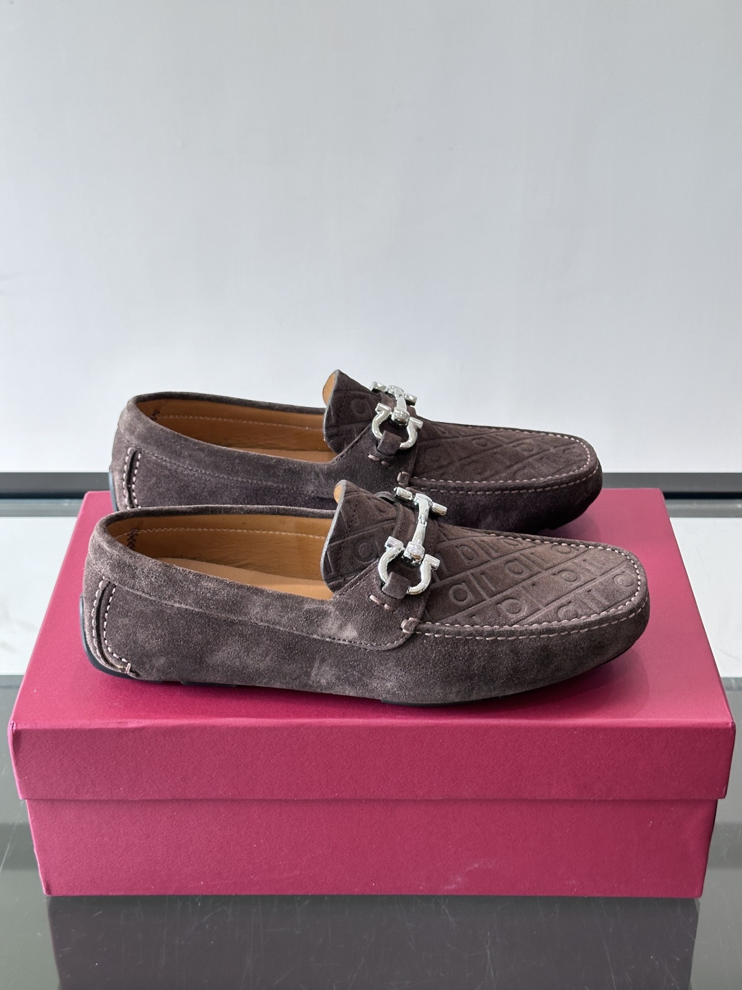 Ferragamo Brown Suede Driving Loafers