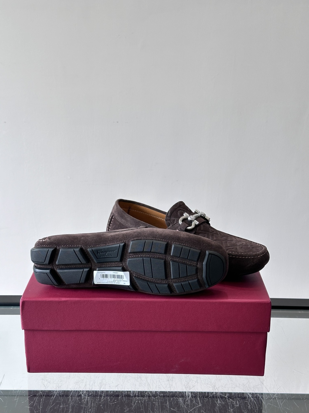 Ferragamo Brown Suede Driving Loafers