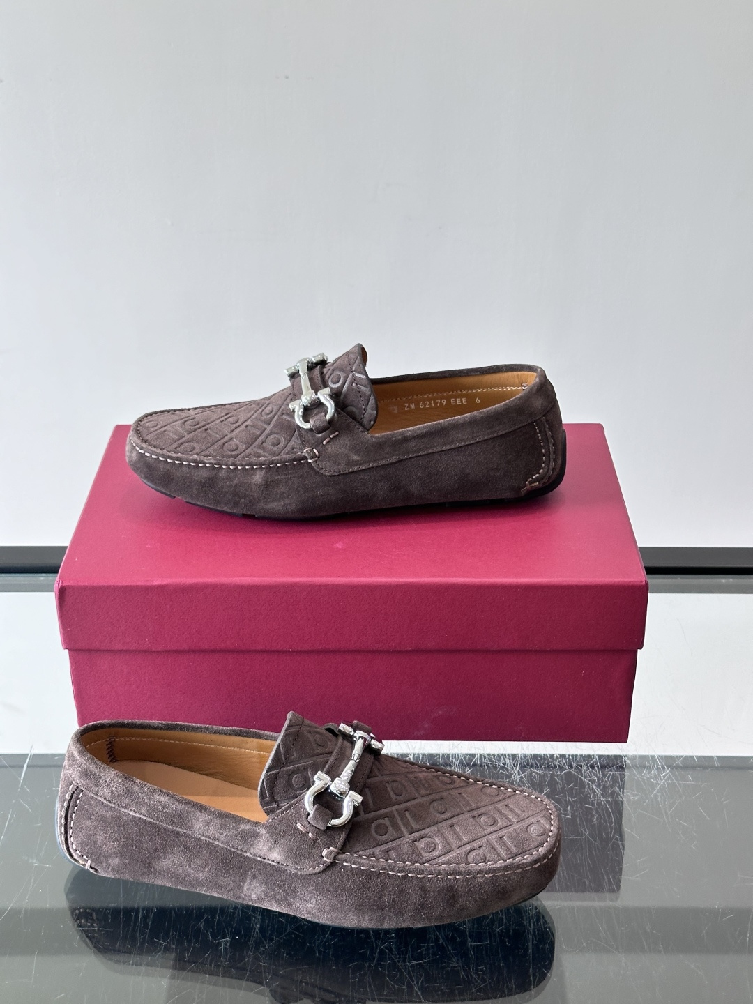 Ferragamo Brown Suede Driving Loafers