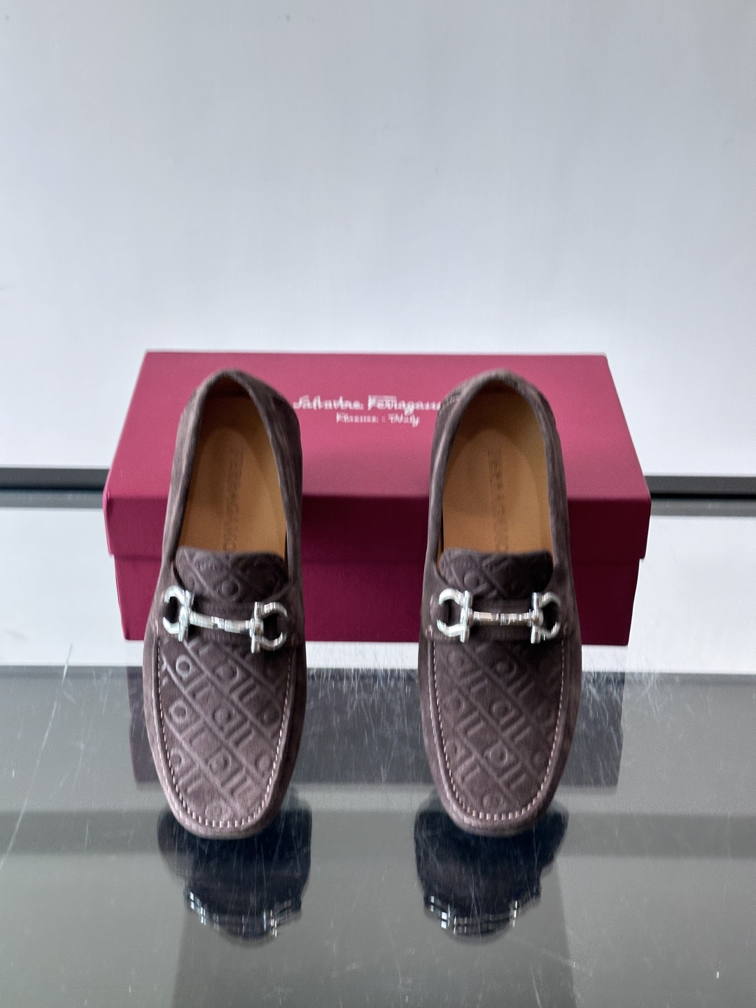 Ferragamo Brown Suede Driving Loafers