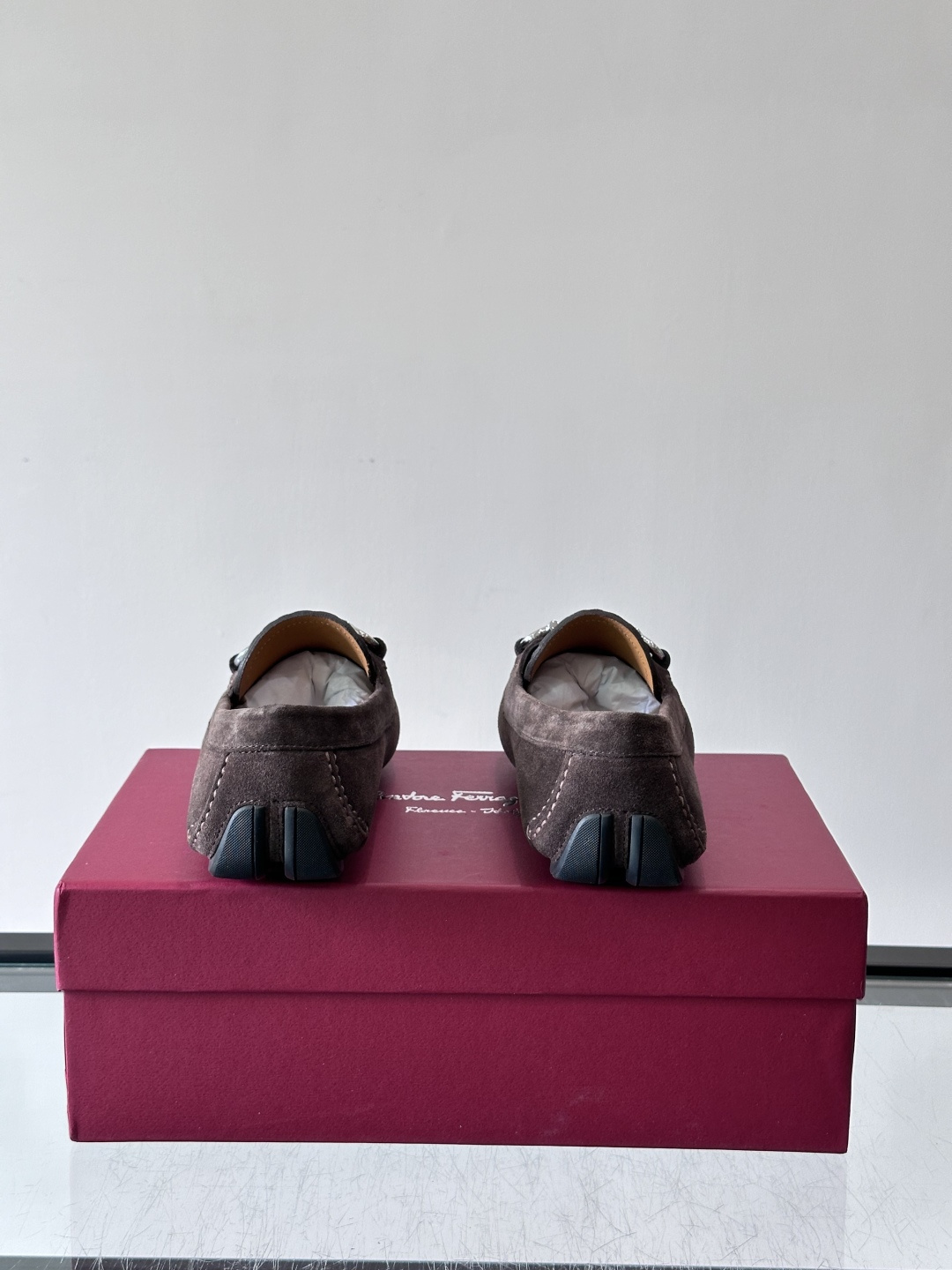 Ferragamo Brown Suede Driving Loafers