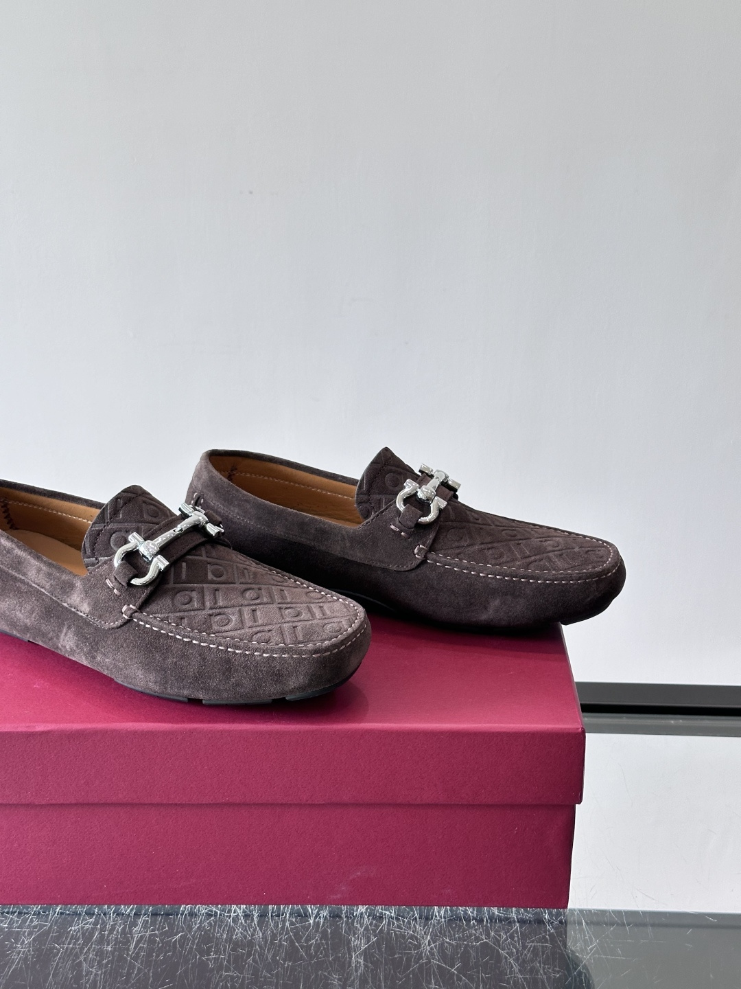 Ferragamo Brown Suede Driving Loafers