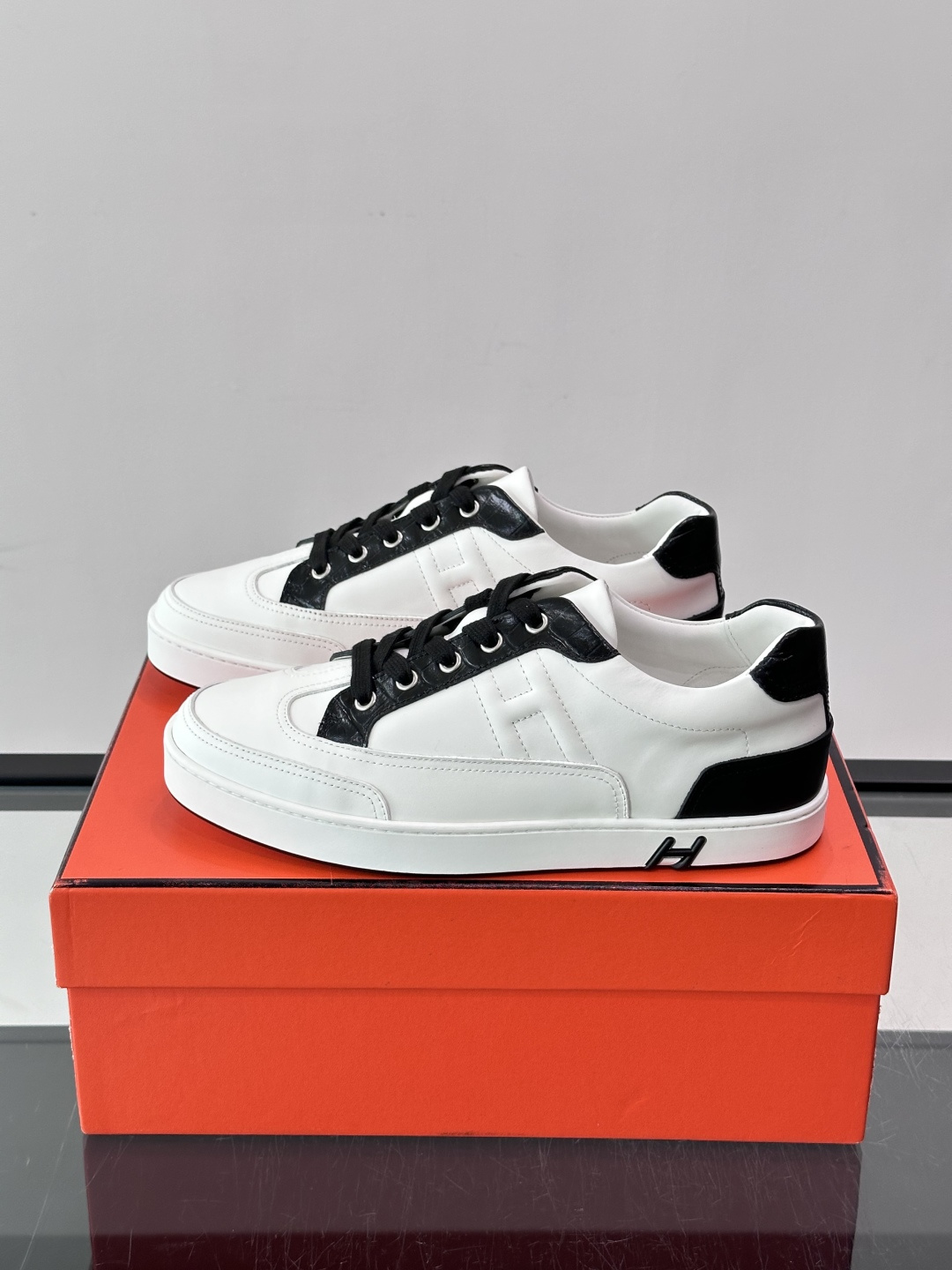 Hermès Two-Tone Leather H Sneakers