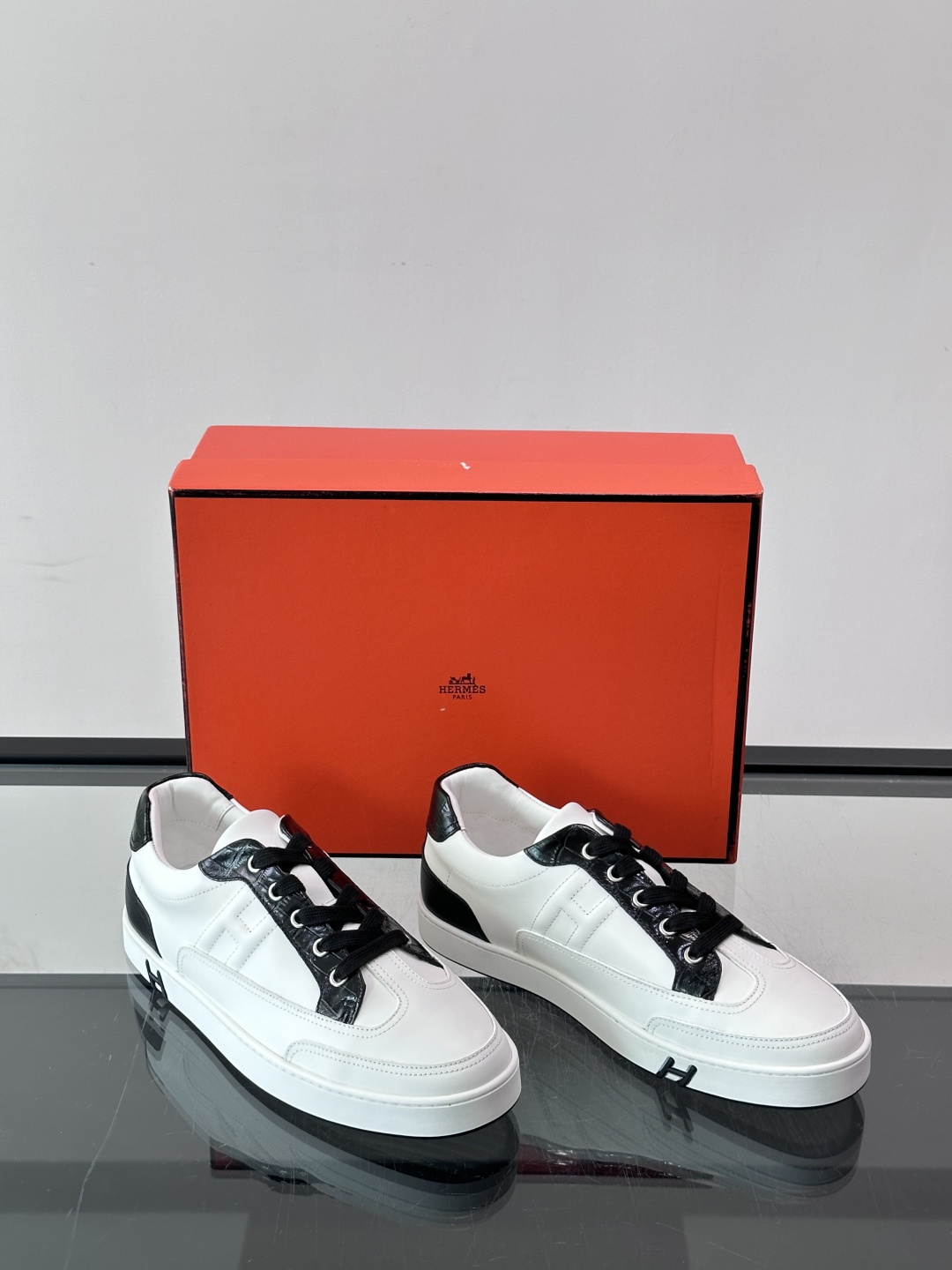 Hermès Two-Tone Leather H Sneakers