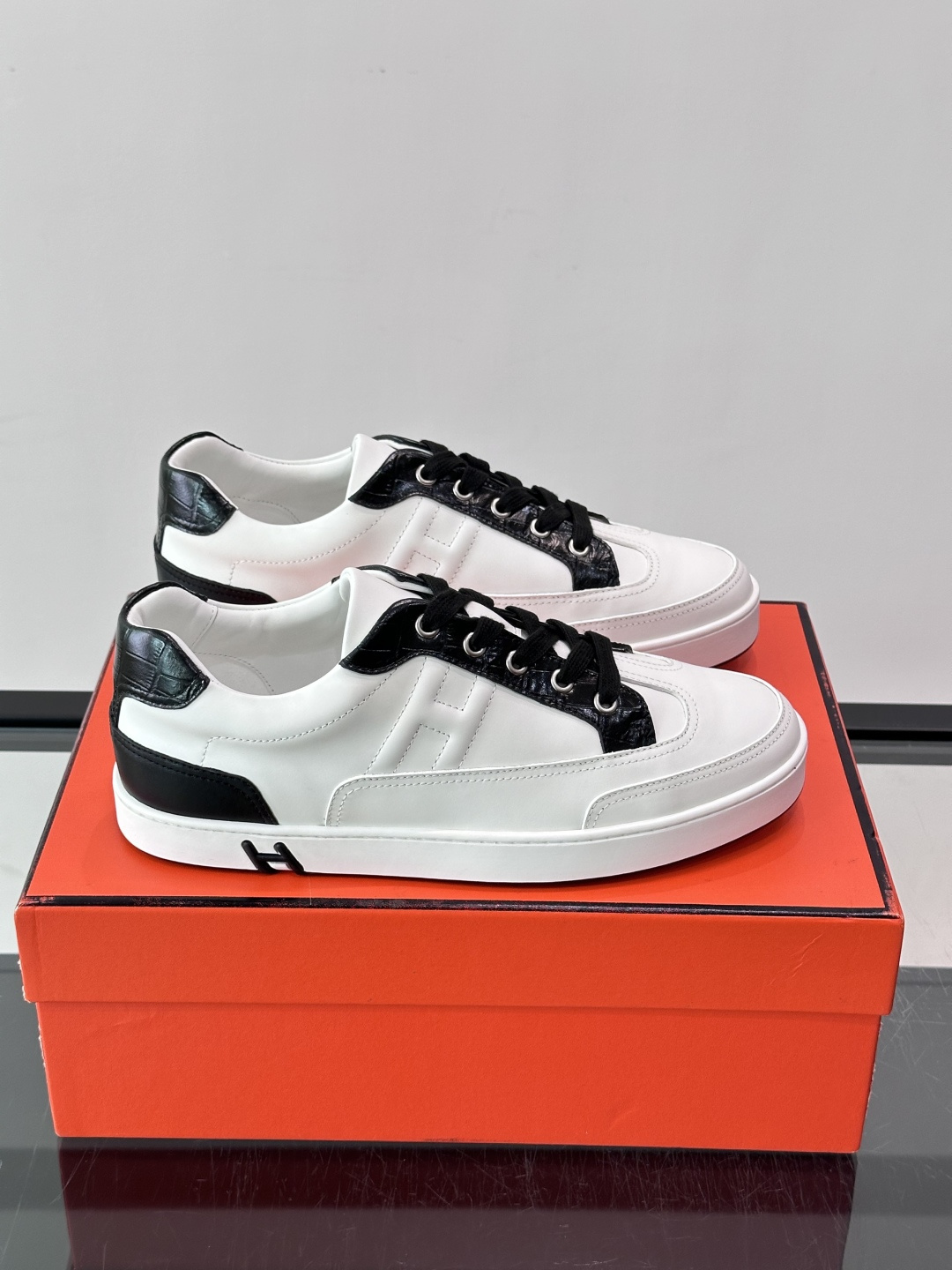 Hermès Two-Tone Leather H Sneakers