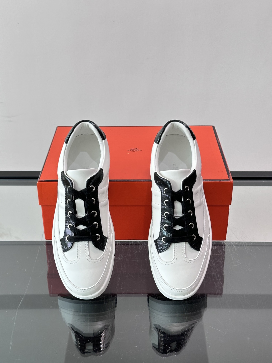 Hermès Two-Tone Leather H Sneakers