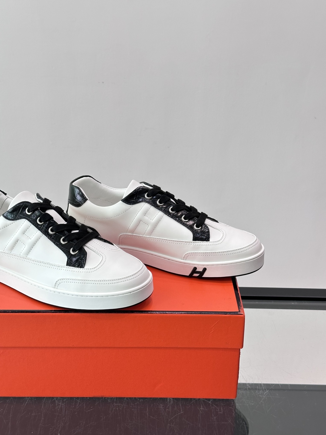 Hermès Two-Tone Leather H Sneakers