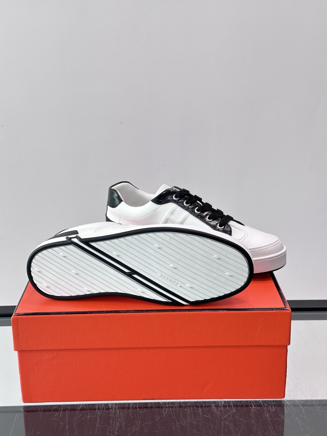 Hermès Two-Tone Leather H Sneakers