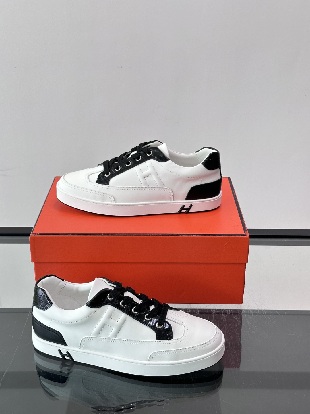 Hermès Two-Tone Leather H Sneakers