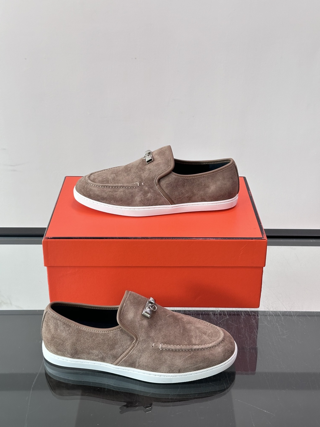 Hermès Suede Kelly Slip-On Loafers